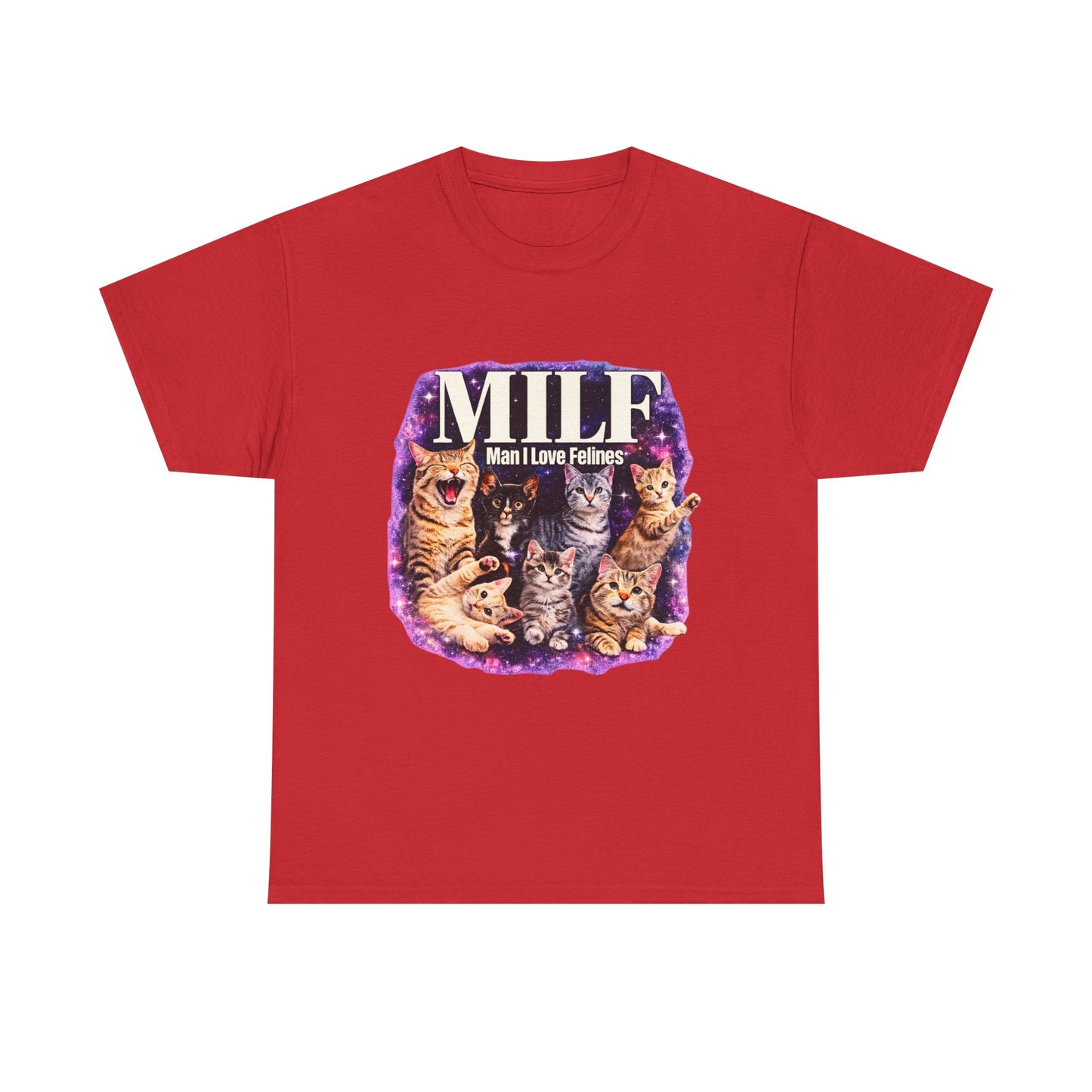Cat Lover Tee — "MILE: Man I Love Felines" Graphic T-Shirt