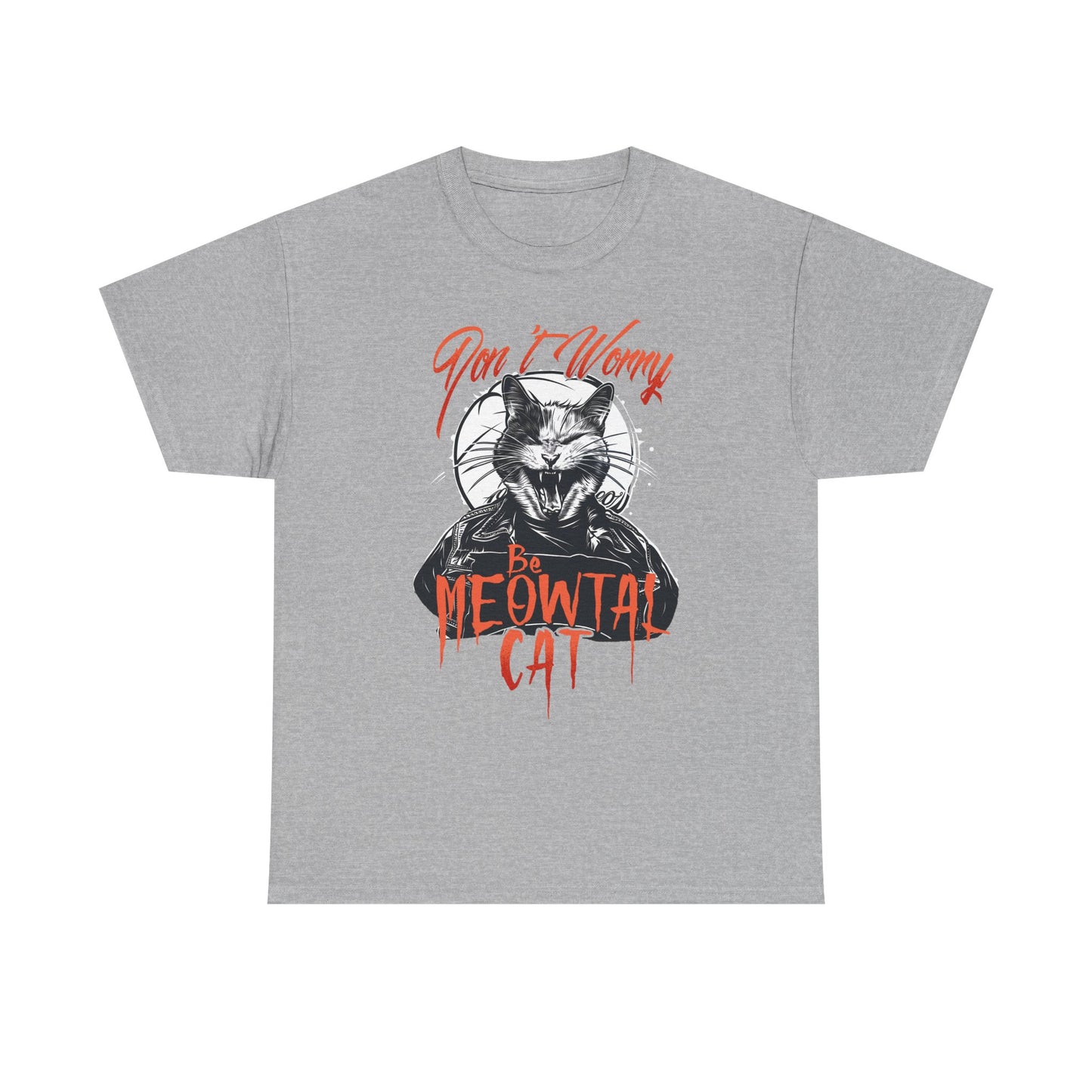 Meowtal Cat T-Shirt — 'Don't Worry' Gothic Cat Graphic Tee