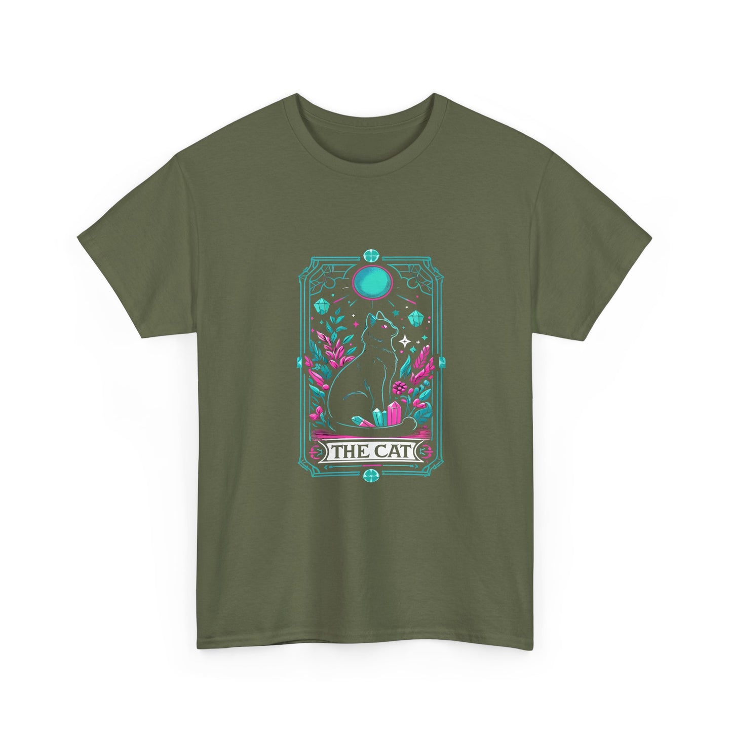 Cat Tarot T-Shirt — "The Cat" Mystical Black Tee