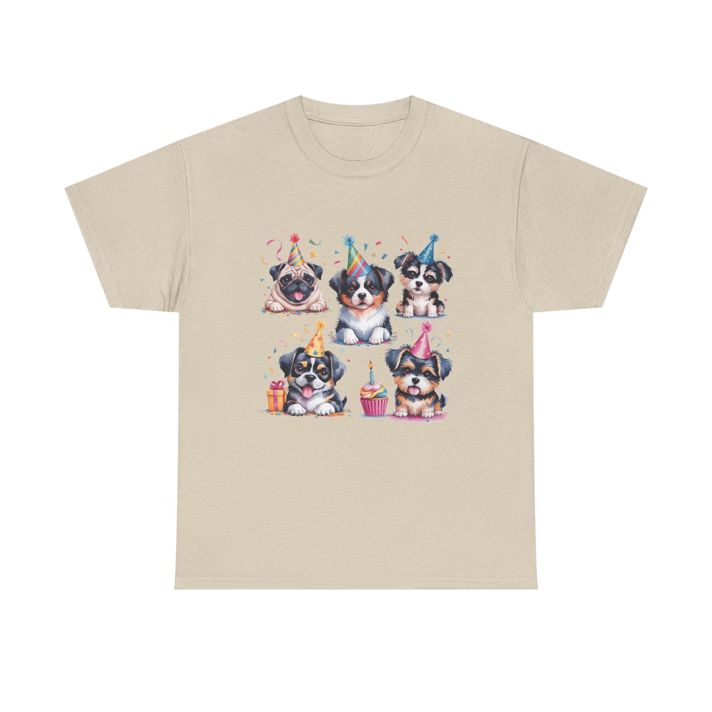 Birthday Puppies T‑Shirt — Cute Party Dogs with Cupcakes