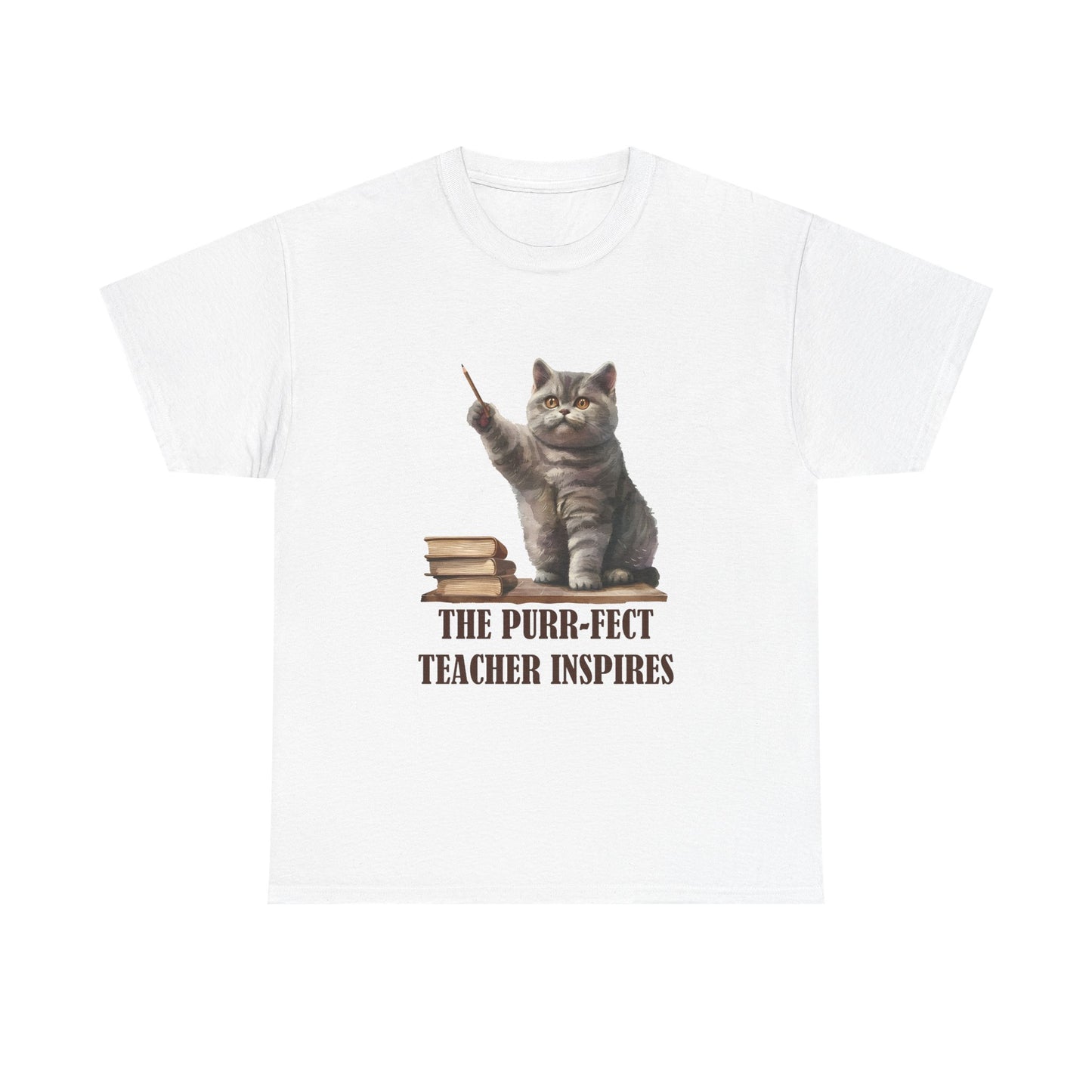 Teacher Cat T-Shirt — "The Purr-fect Teacher Inspires" Cute Gift for Educators