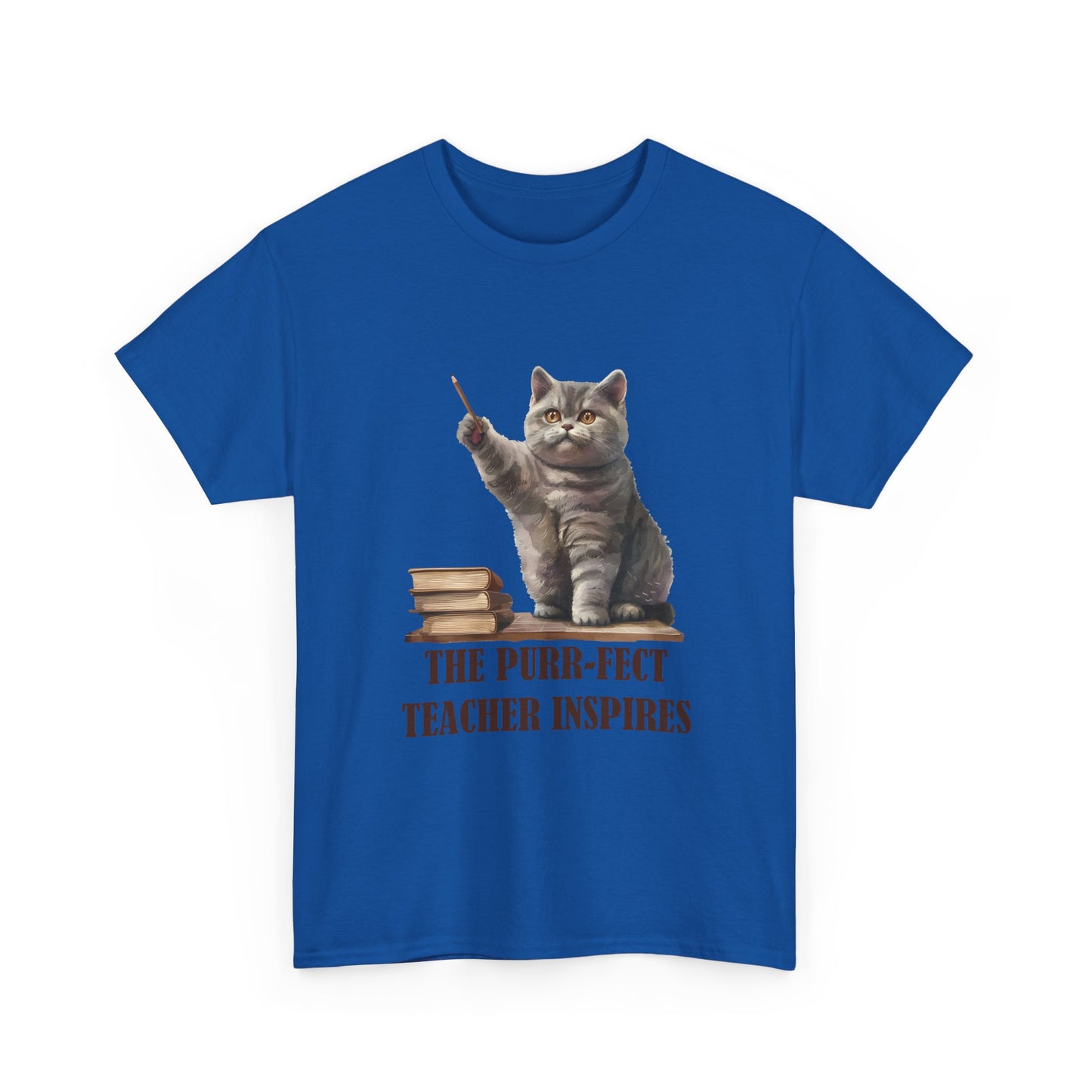 Teacher Cat T-Shirt — "The Purr-fect Teacher Inspires" Cute Gift for Educators
