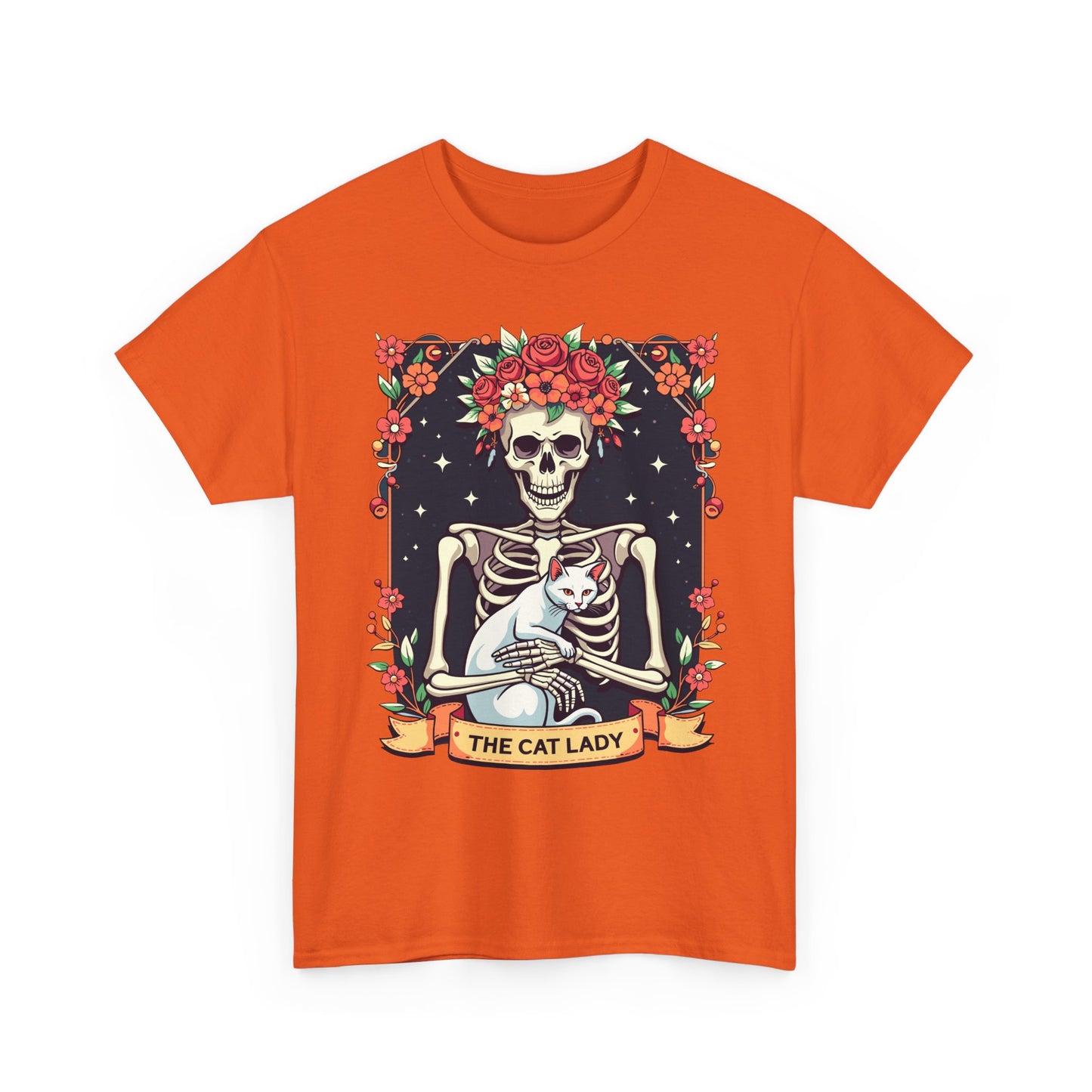 Cat Lady Skeleton T-Shirt — Floral Day of the Dead Cat Tee