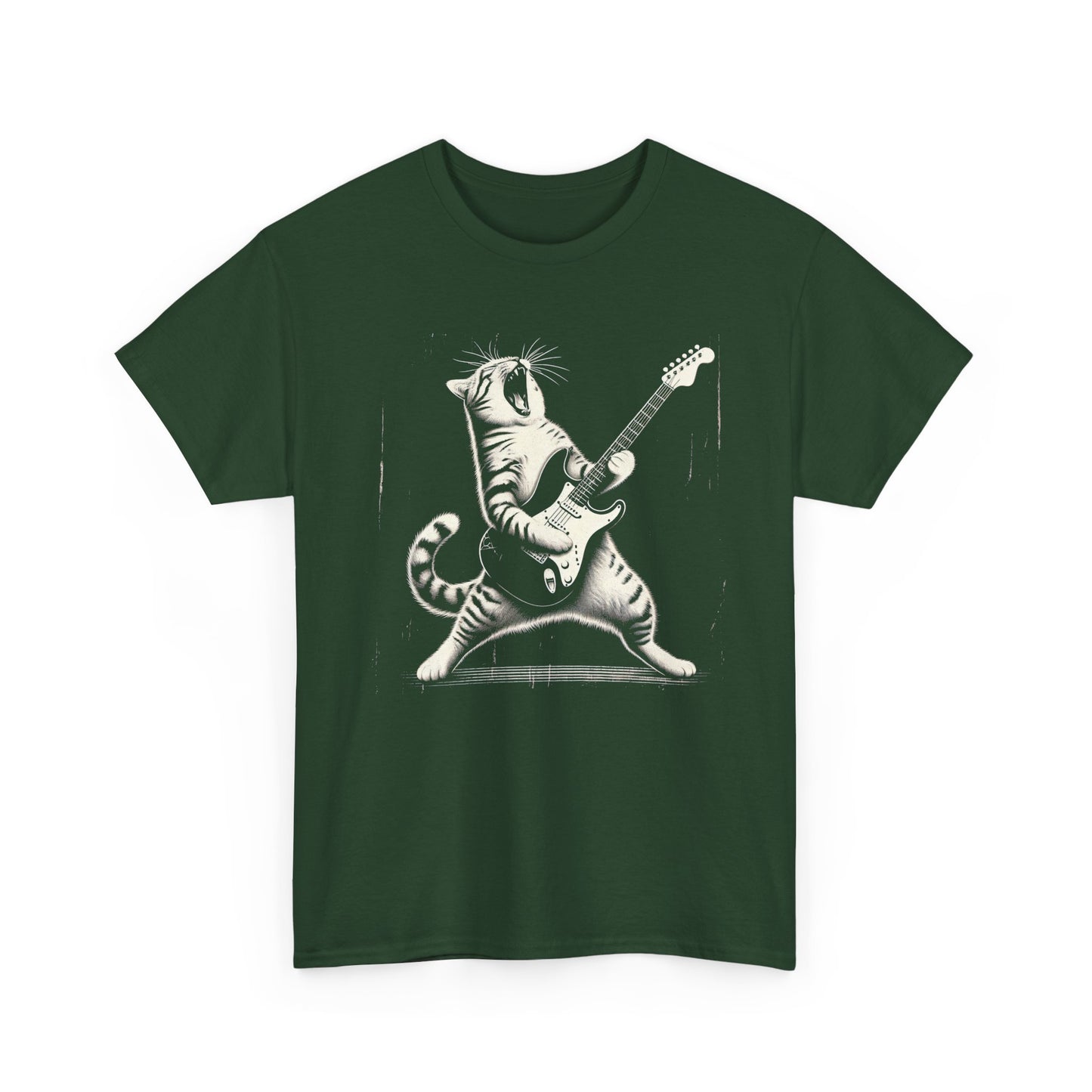 Cat Rocker T-Shirt — Guitar Playing Cat Vintage Band Tee