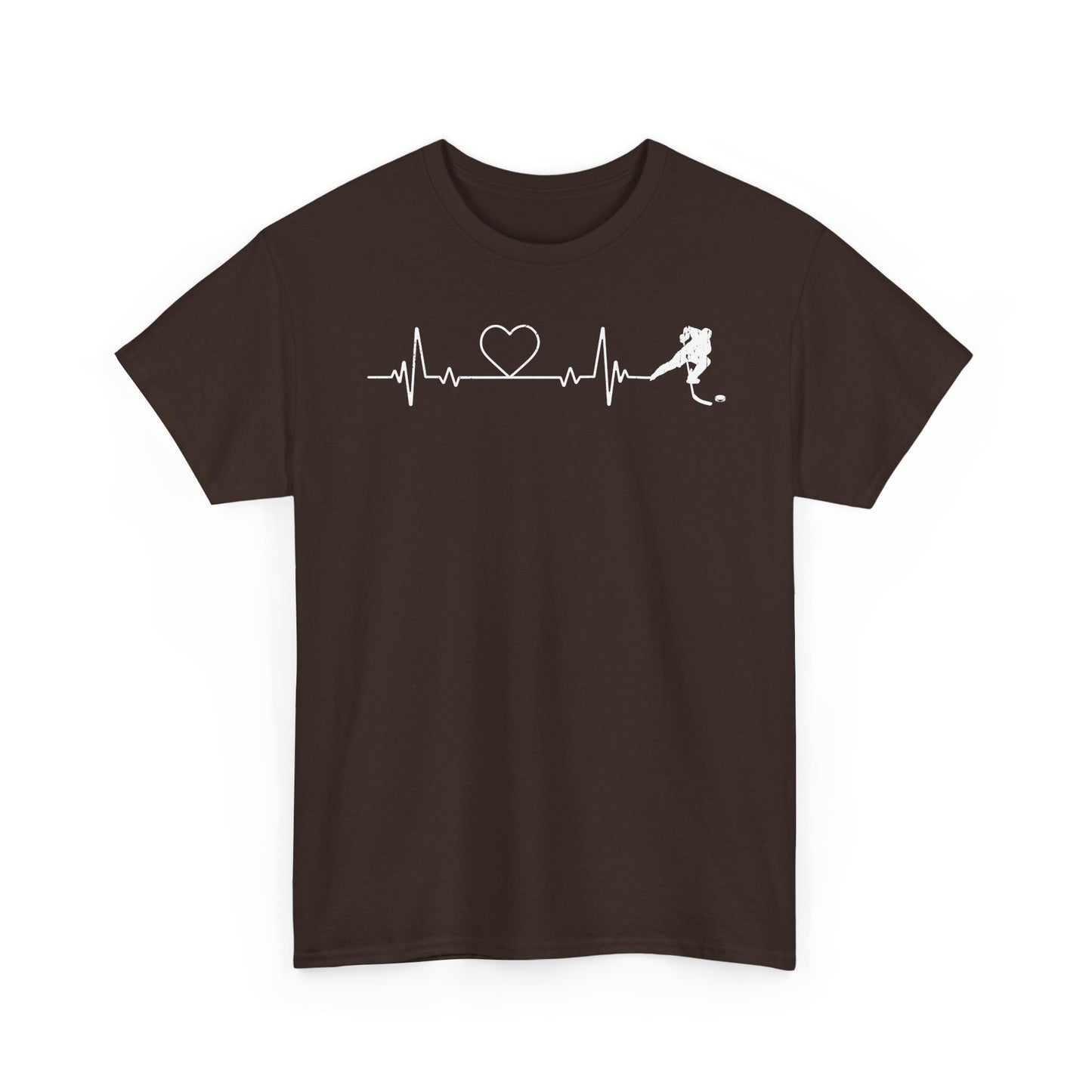 Running Heartbeat T-Shirt — Runner ECG Line with Heart Graphic