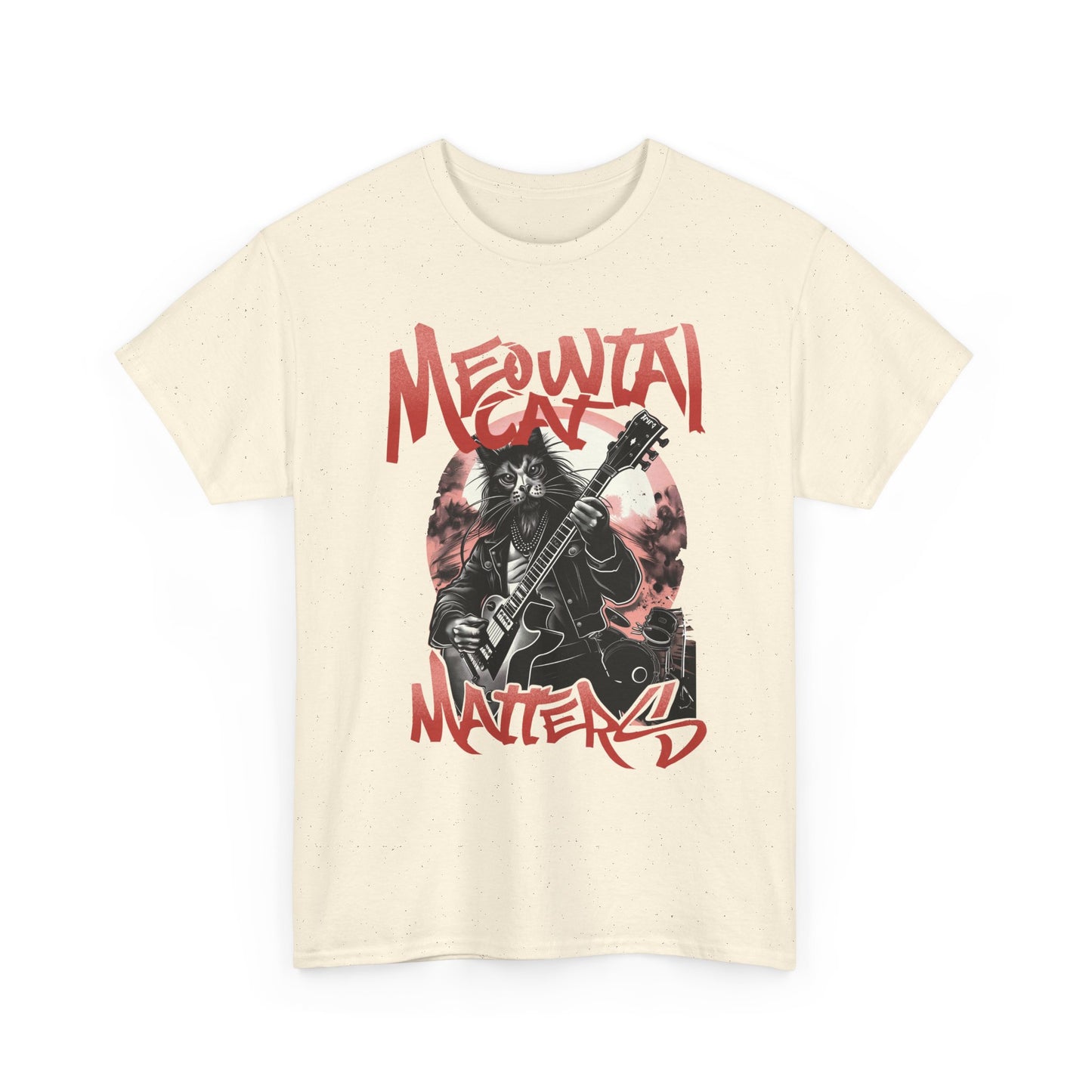 Cat Metal T-Shirt – “Meowtal Matters” Rock Guitar Cat Tee