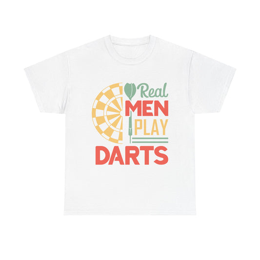 Darts T-Shirt — “Real Men Play Darts” Retro Dartboard Tee
