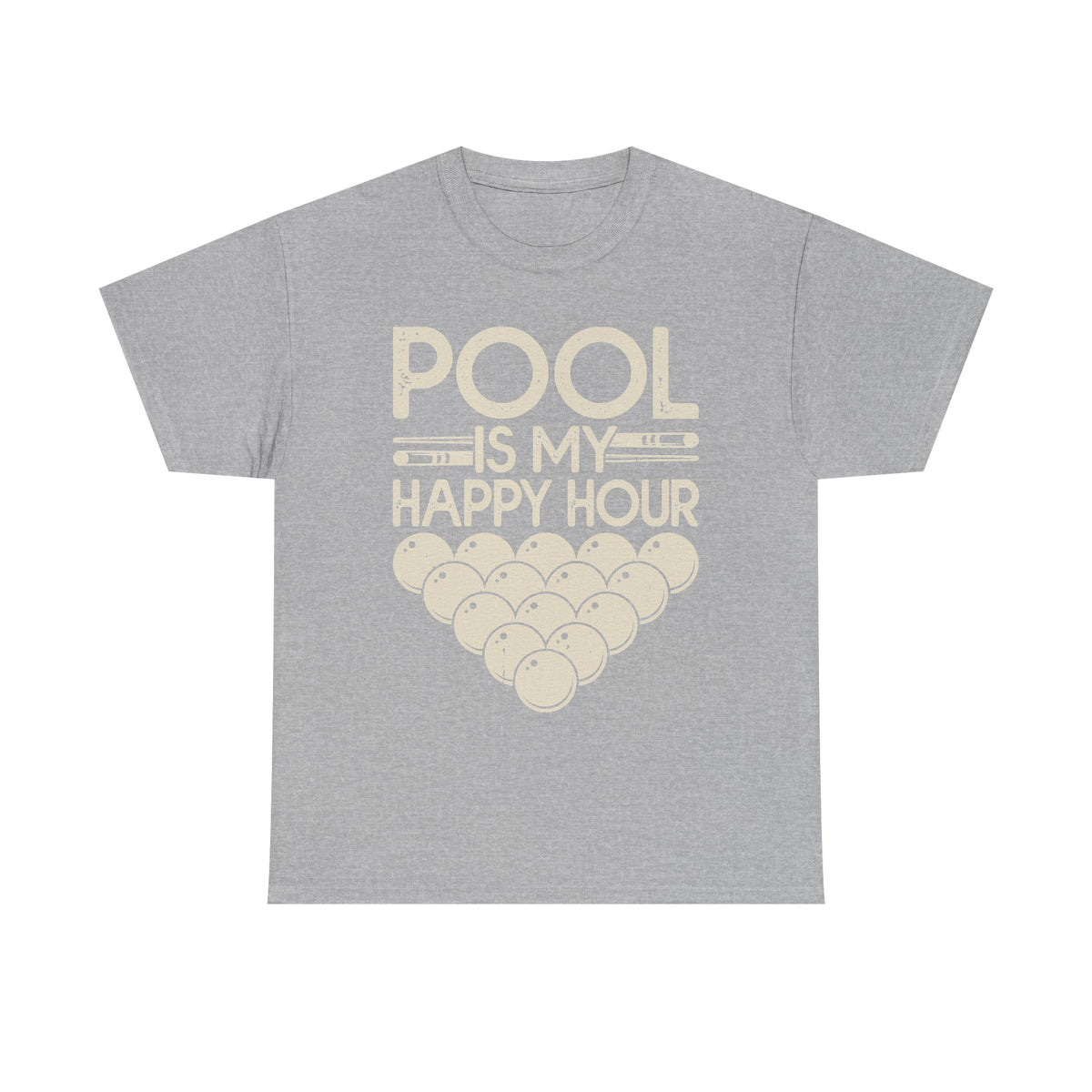 Pool Is My Happy Hour T-Shirt — Billiards Cue & Ball Graphic Tee