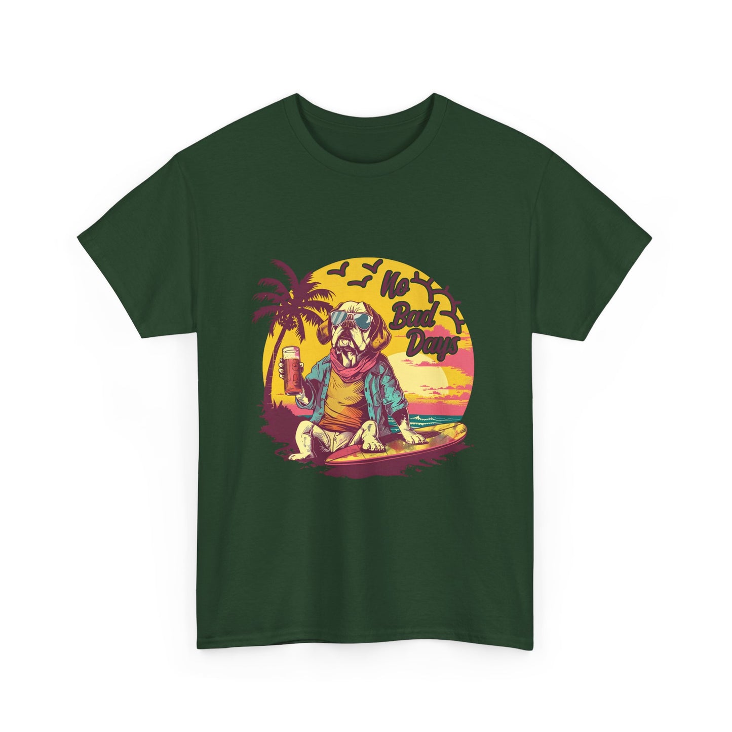T-Shirt — "No Bad Days" Surf Sloth Retro Beach Tee