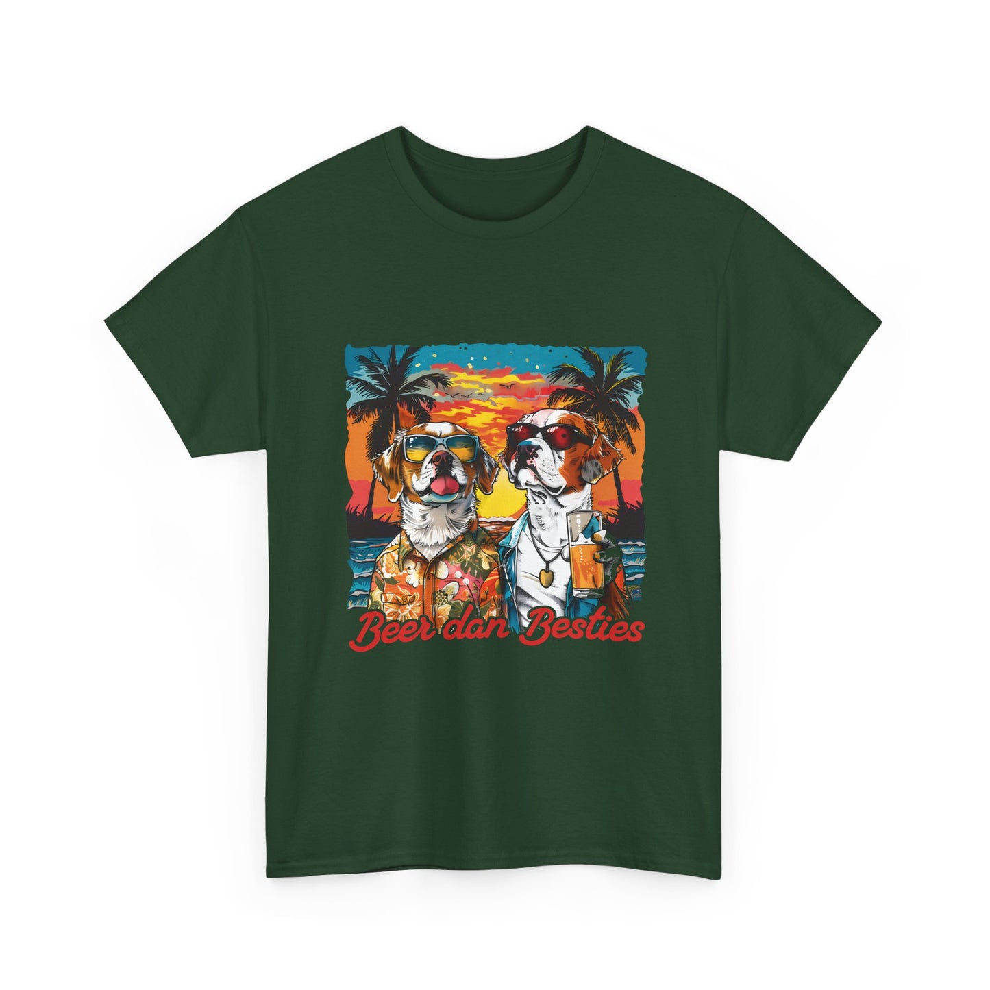 T-Shirt — 'Beer dan Besties' Retro Sunset Dogs Tee
