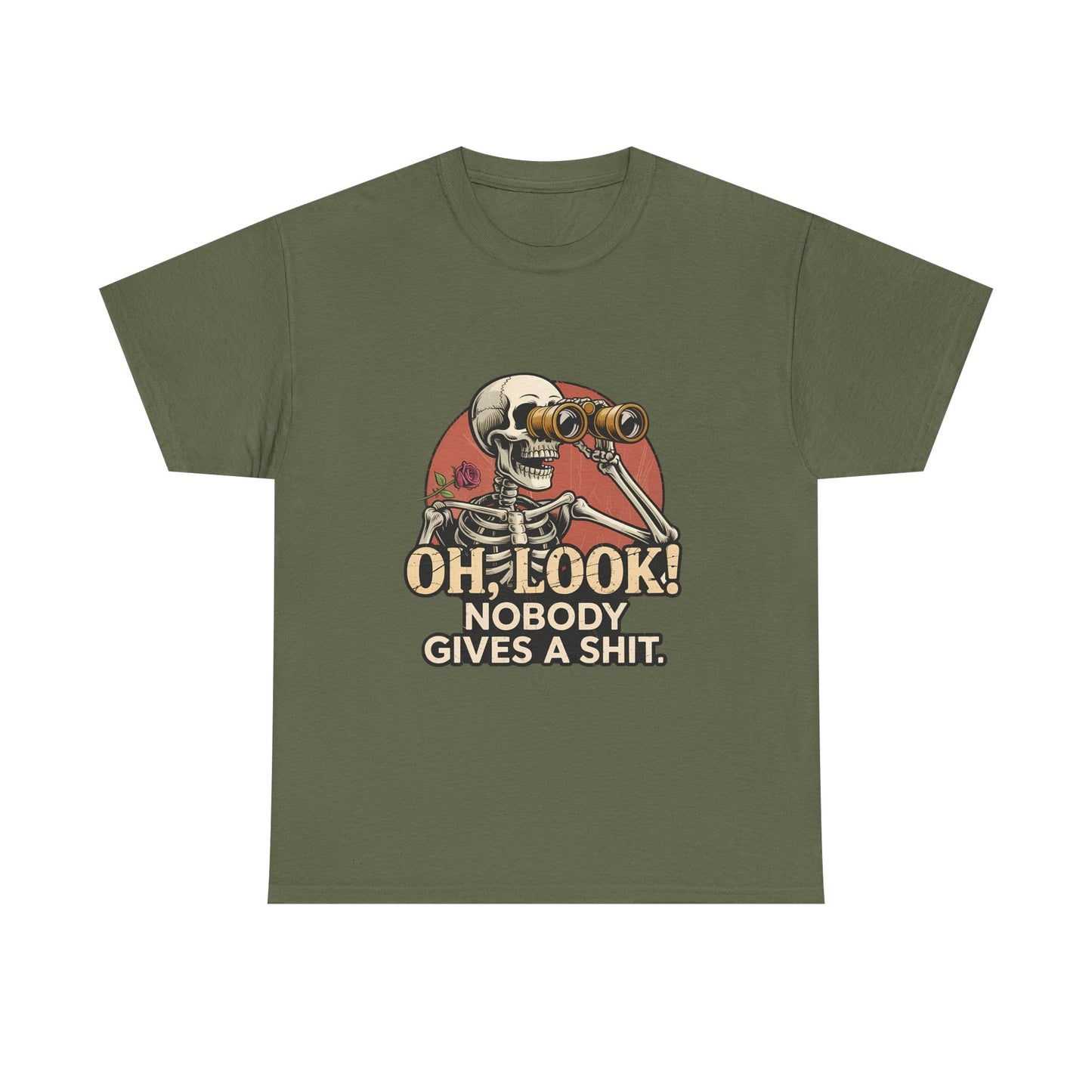 Skull Binoculars Tee — "Oh, Look! Nobody Gives a Shit." Graphic T-Shirt