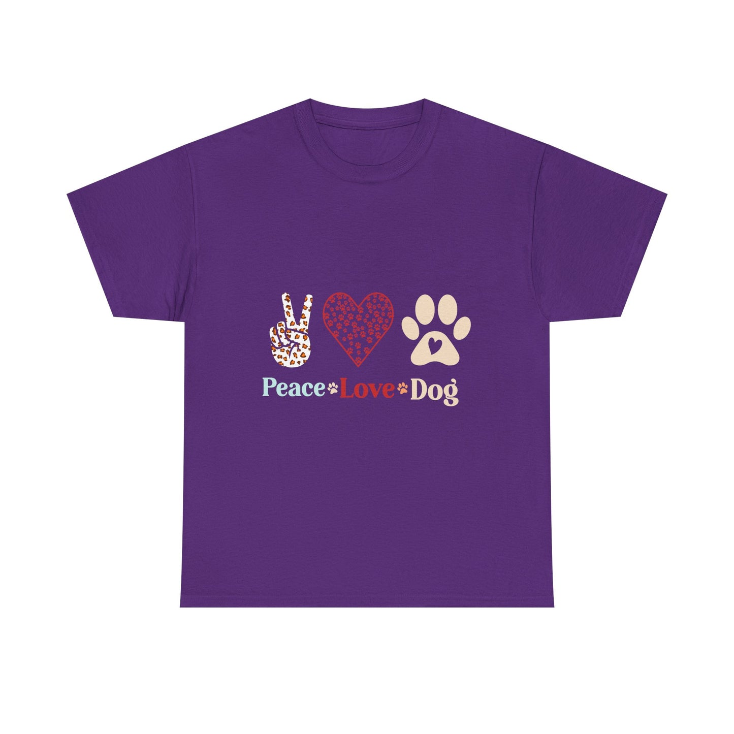 Peace Love Dog T-Shirt - Paw Print & Peace Sign Graphic Tee for Dog Lovers