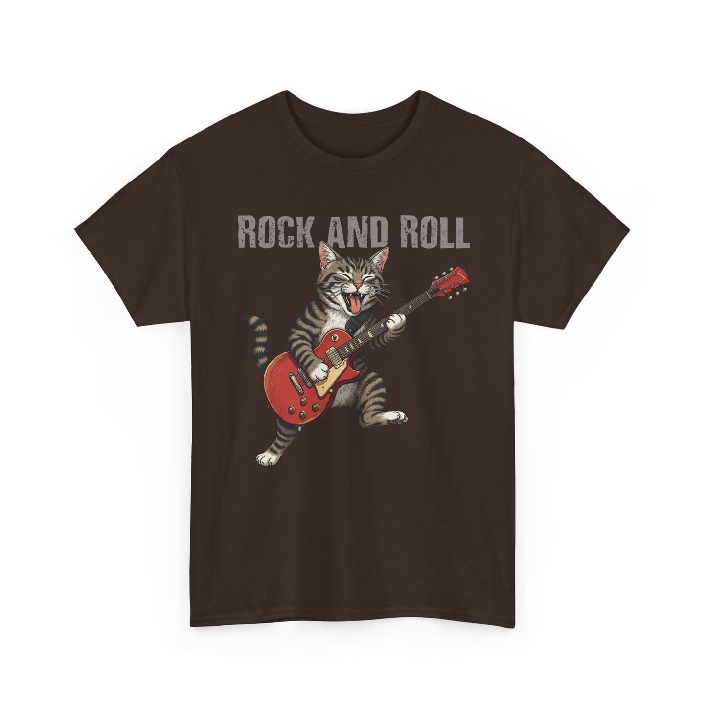 Rock and Roll Cat T-Shirt — Vintage Guitar Kitty Graphic Tee