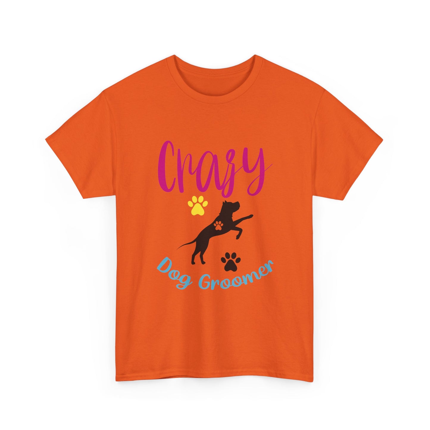 Crazy Dog Groomer T-Shirt — Funny Paw Print Grooming Tee for Pet Stylists