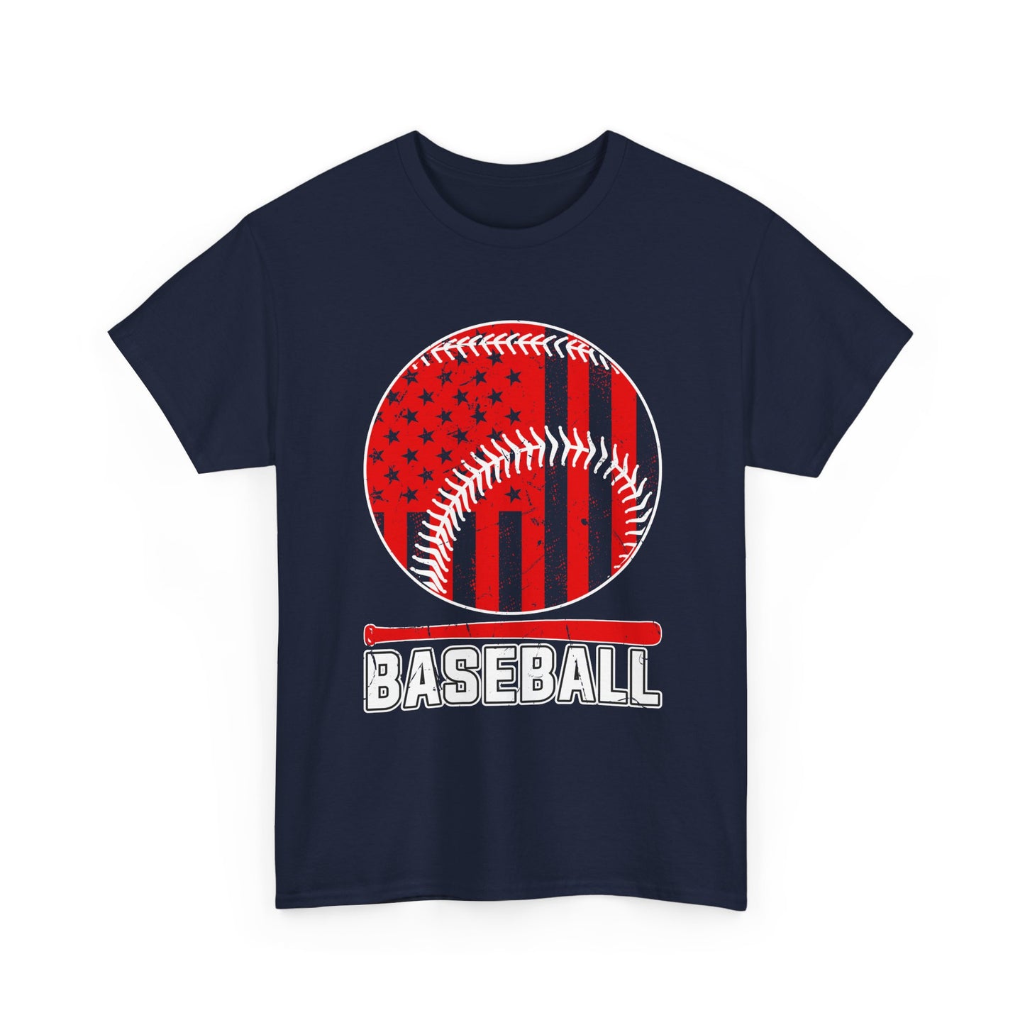 Baseball Flag Graphic Tee — Red & Black Baseball USA Design