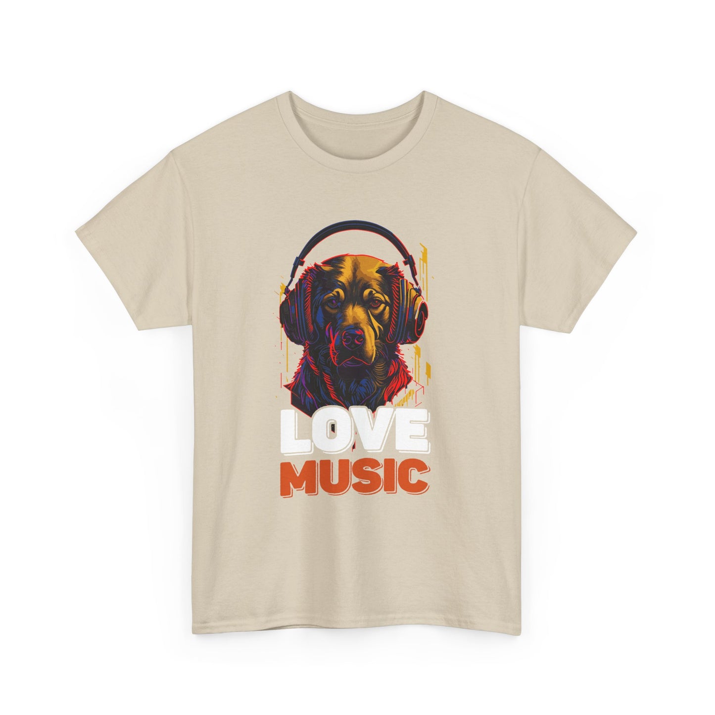 Love Music Dog Tee — Retro Headphones Graphic T-Shirt