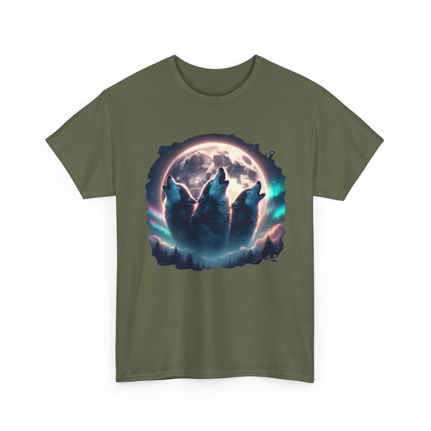 Wolf Moon T-Shirt — Howling Wolves Silhouette at Full Moon Graphic Tee