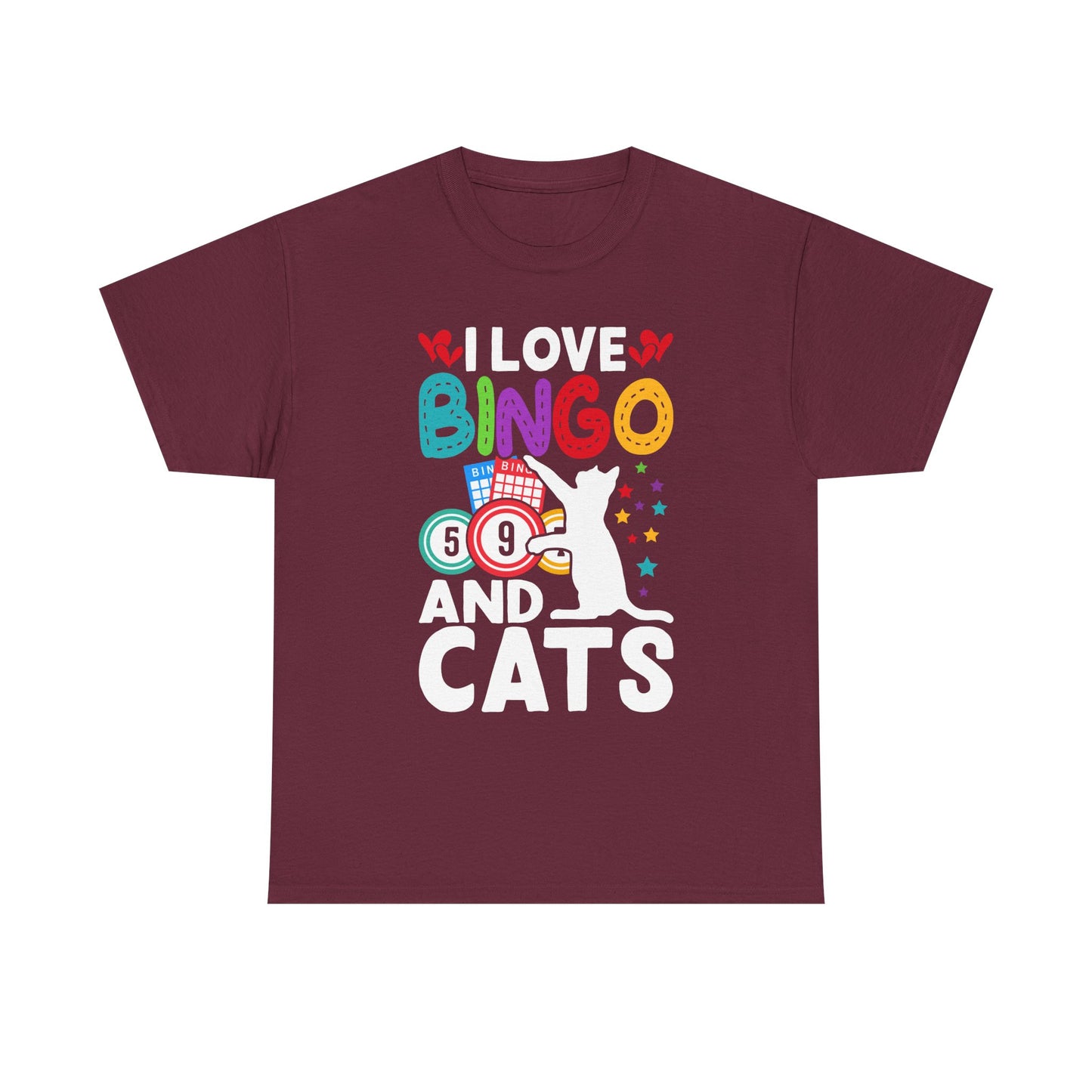 I Love Bingo and Cats T-Shirt — Funny Cat Lover Bingo Tee