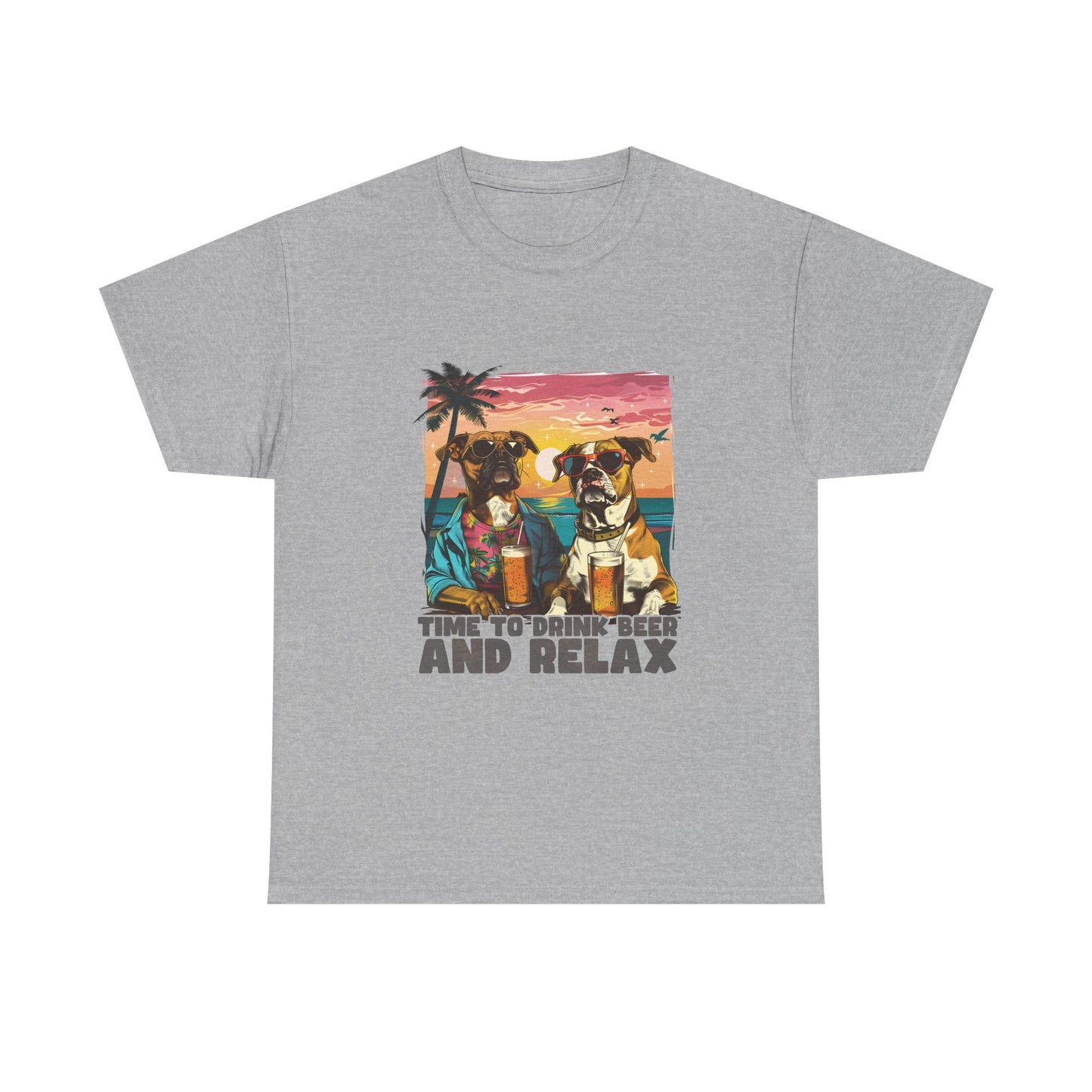 Time to Drink Beer and Relax T-Shirt — Retro Beach Dogs Design