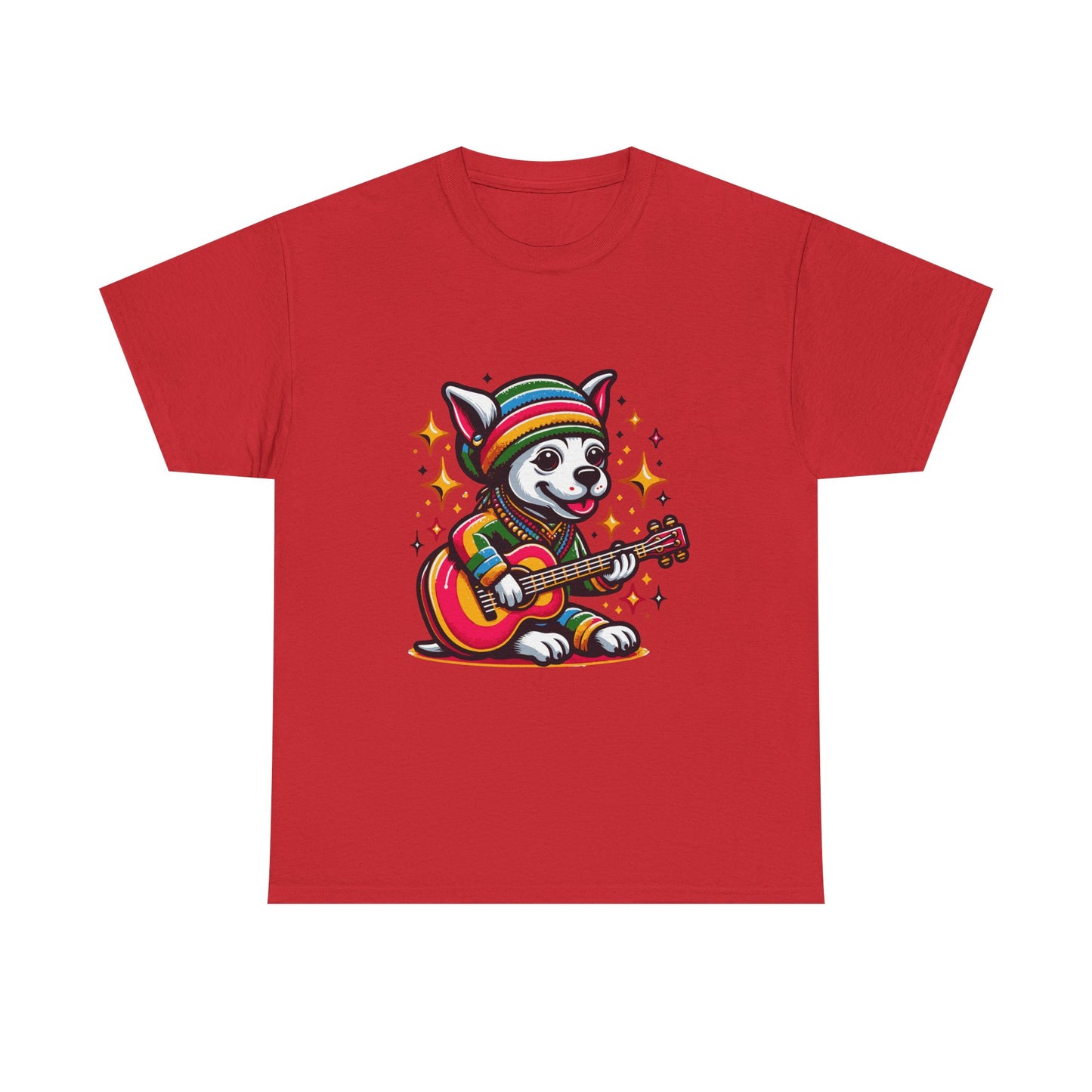 Pup Reggae Guitar Tee — Cute Dog Playing Guitar Graphic T-Shirt