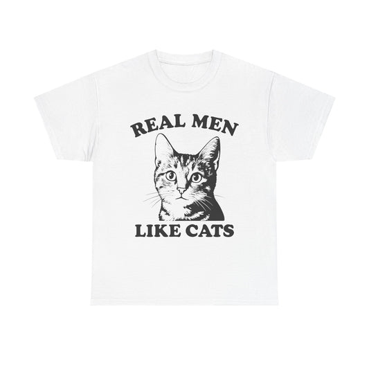 Real Men Like Cats T-Shirt — Vintage Cat Lover Tee
