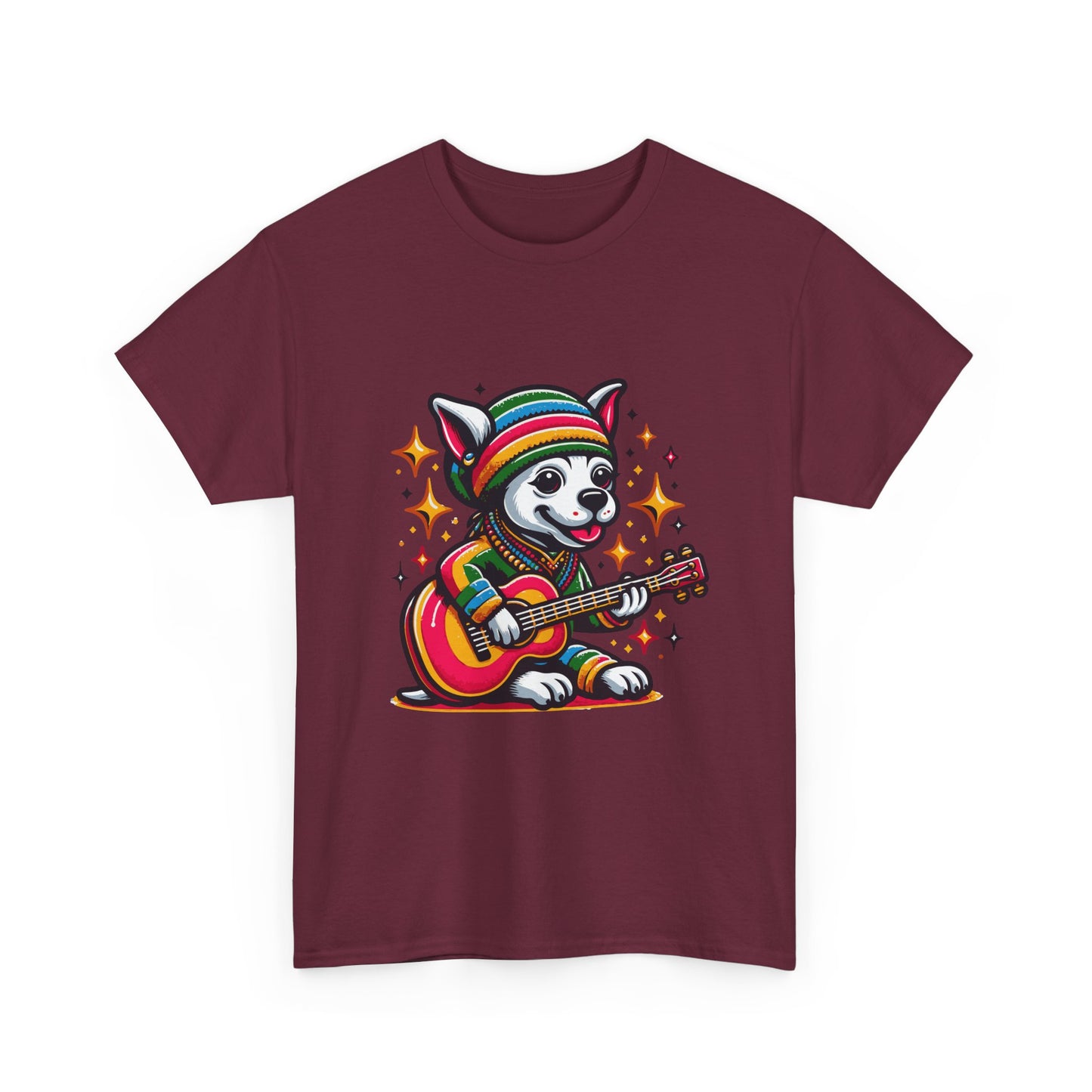 Pup Reggae Guitar Tee — Cute Dog Playing Guitar Graphic T-Shirt