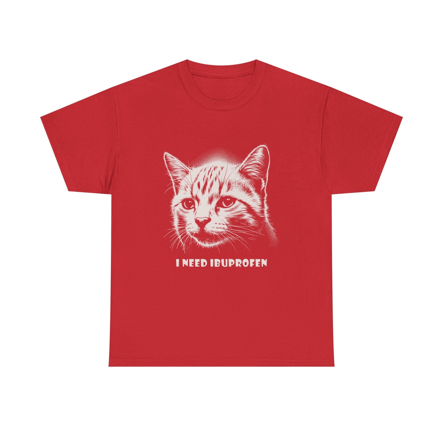 Cat Head T-Shirt — "I Need Ibuprofen" Funny Graphic Tee