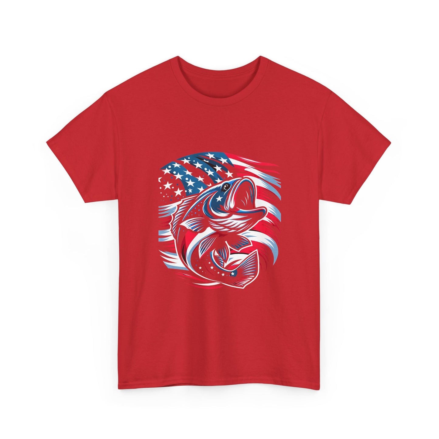 Fishing Bass T-Shirt with American Flag — Patriotic Angler Tee