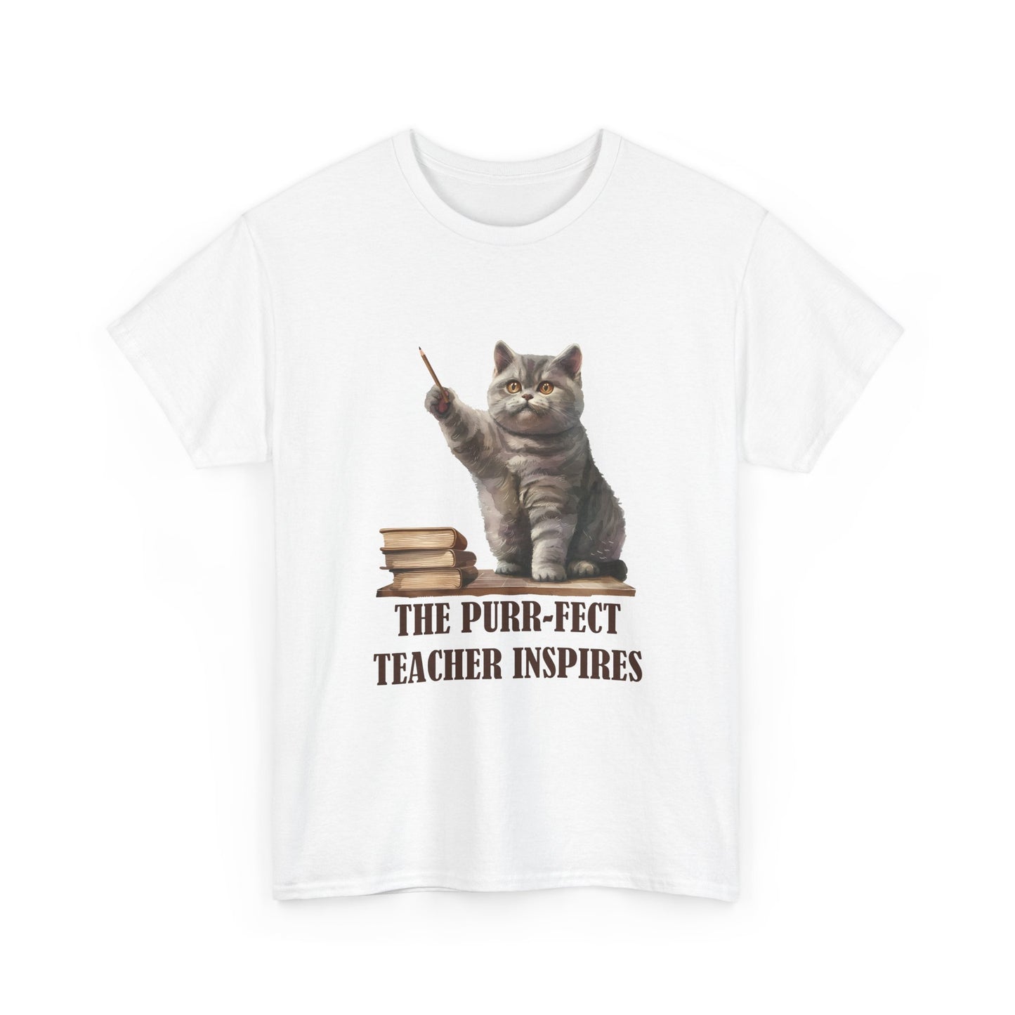 Teacher Cat T-Shirt — "The Purr-fect Teacher Inspires" Cute Gift for Educators
