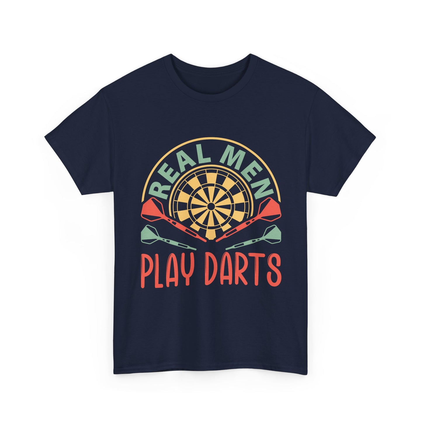 Darts T-Shirt — “Real Men Play Darts” Retro Dartboard Tee