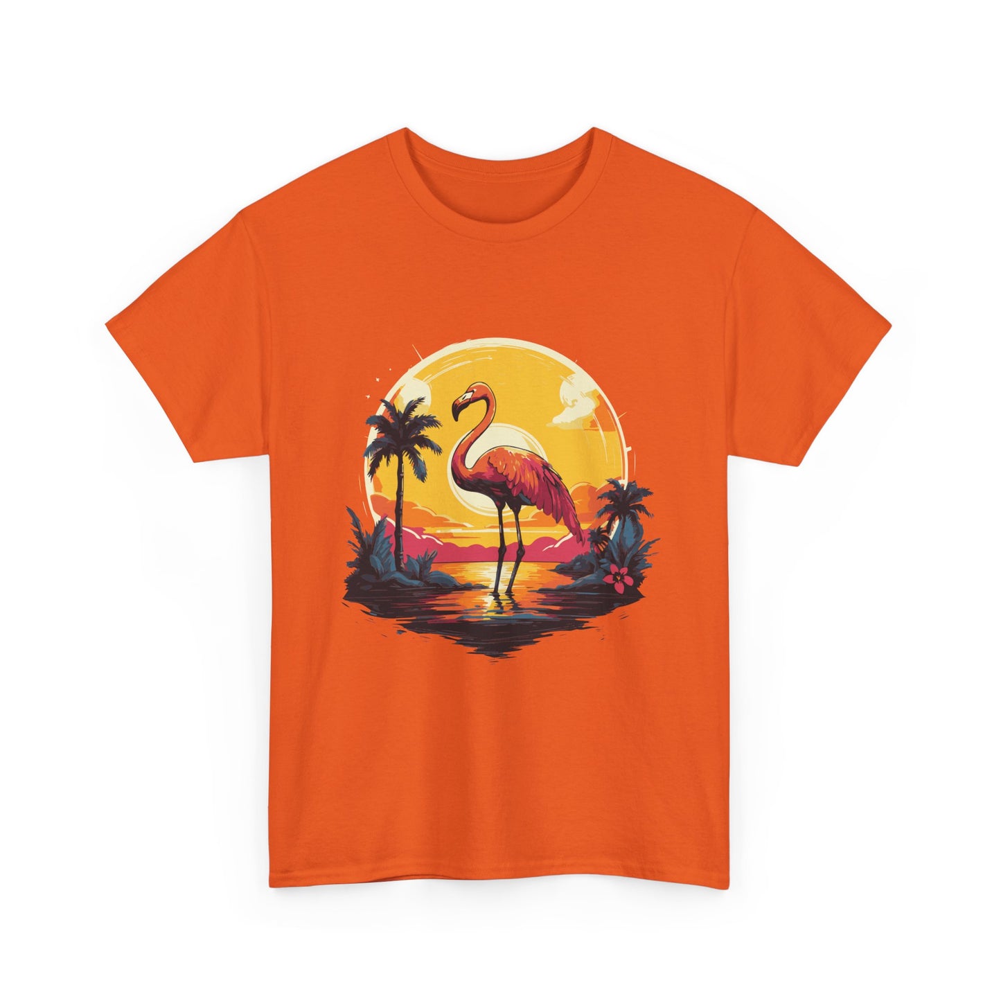 Flamingo Sunset Tee — Tropical Beach Vintage Graphic T-Shirt