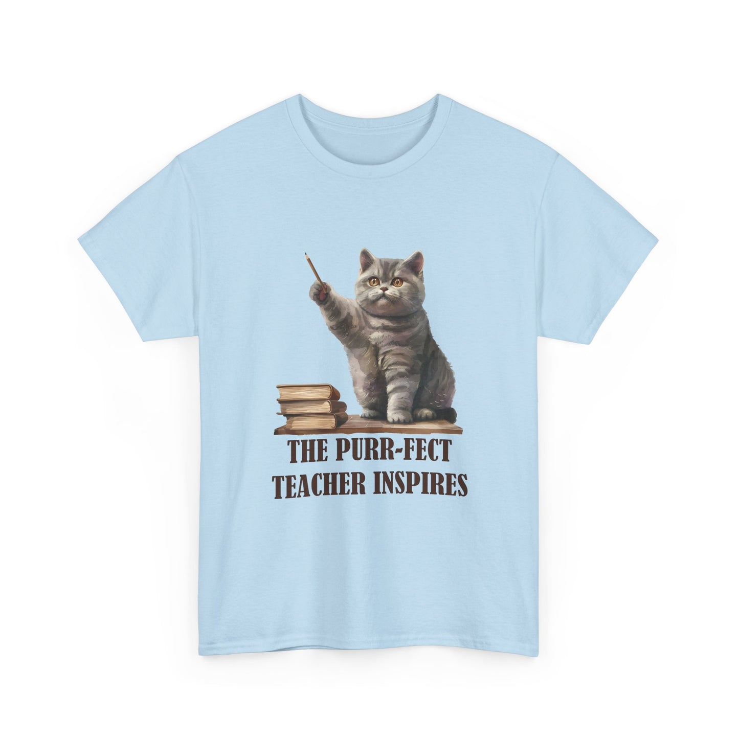 Teacher Cat T-Shirt — "The Purr-fect Teacher Inspires" Cute Gift for Educators