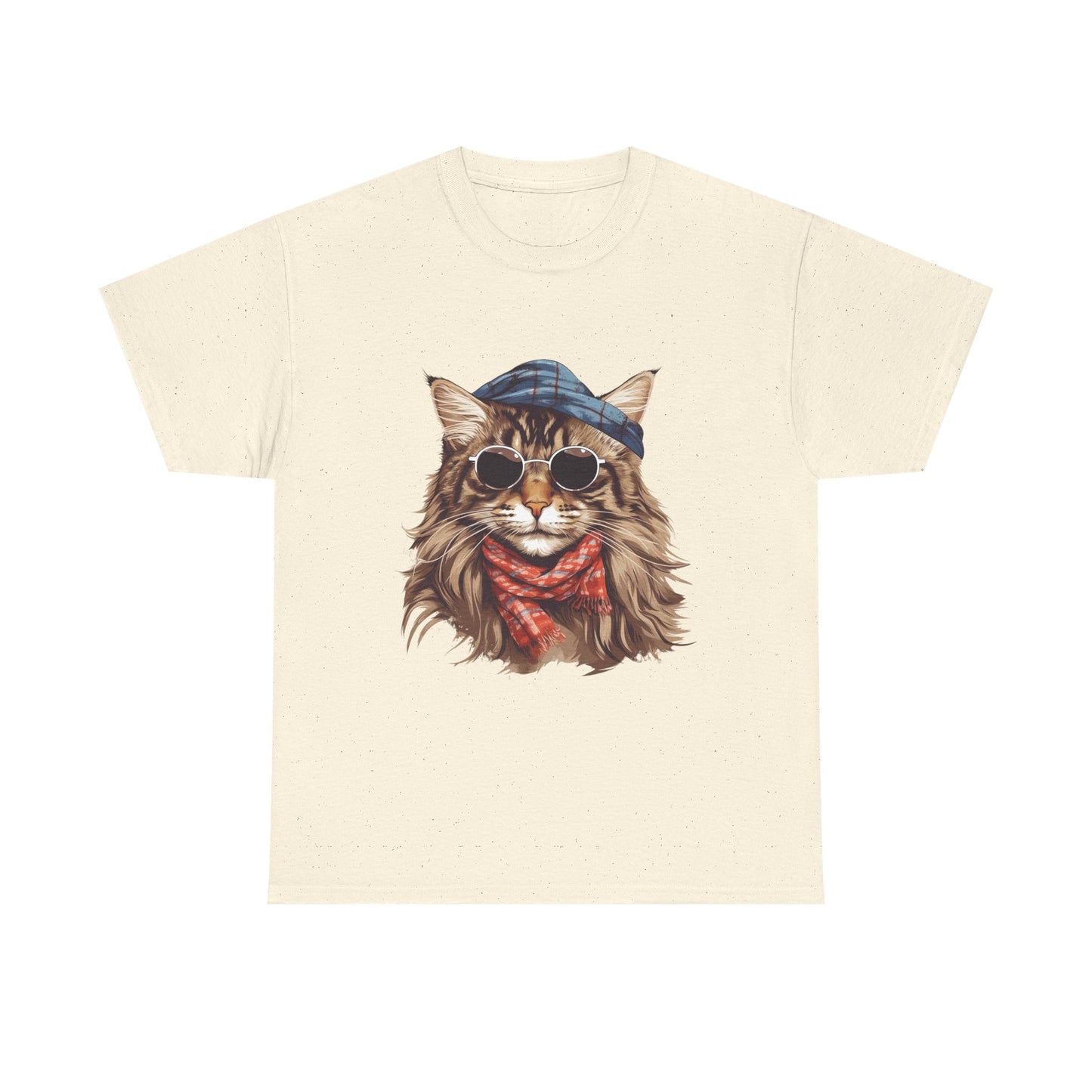 Cat Portrait Tee — Hipster Cat with Sunglasses & Bandana Graphic T-Shirt
