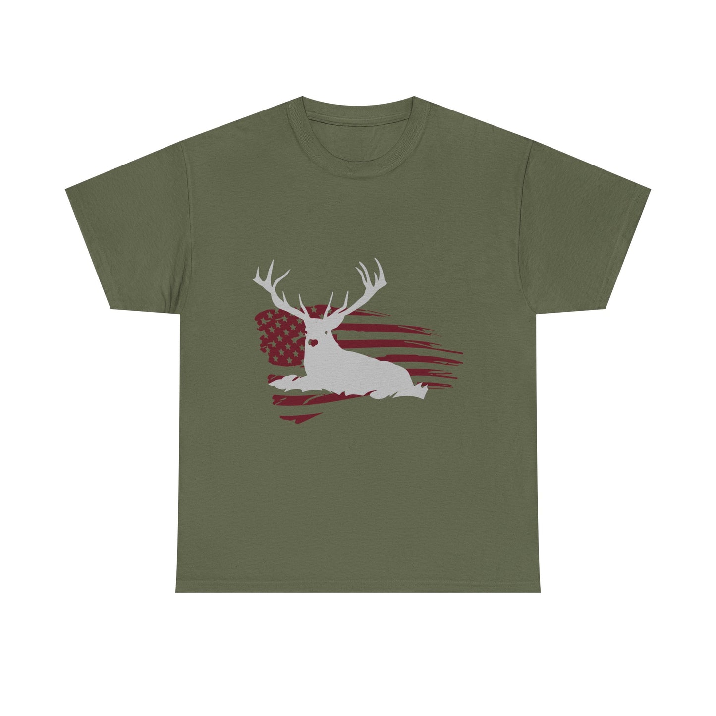 Patriotic Deer Flag T‑Shirt – American Hunting Graphic Tee