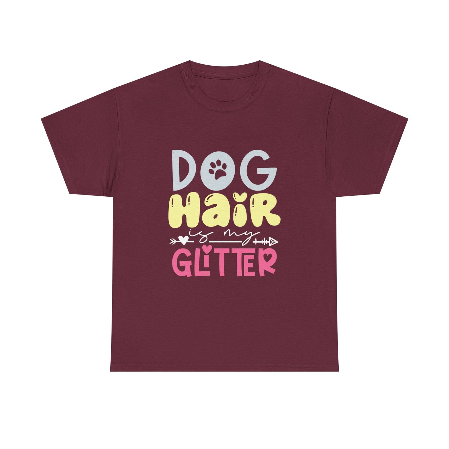Dog Hair Glitter T-Shirt — Cute Paw Print Pet Lover Tee