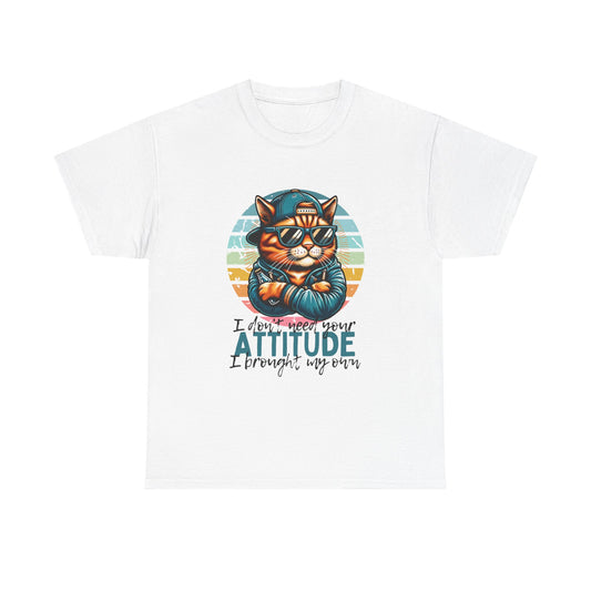 Cat Attitude T-Shirt – Retro Cool Cat Graphic Tee ("I didn’t lose my attitude, I brought my own")