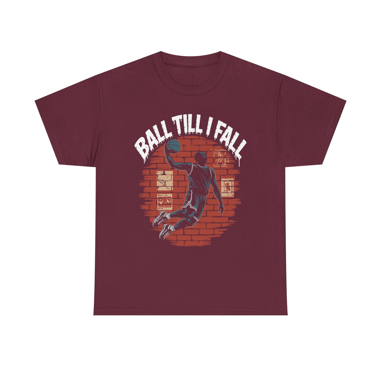 Basketball 'Ball Till I Fall' Tee — Vintage Brick Dunk Graphic T-Shirt