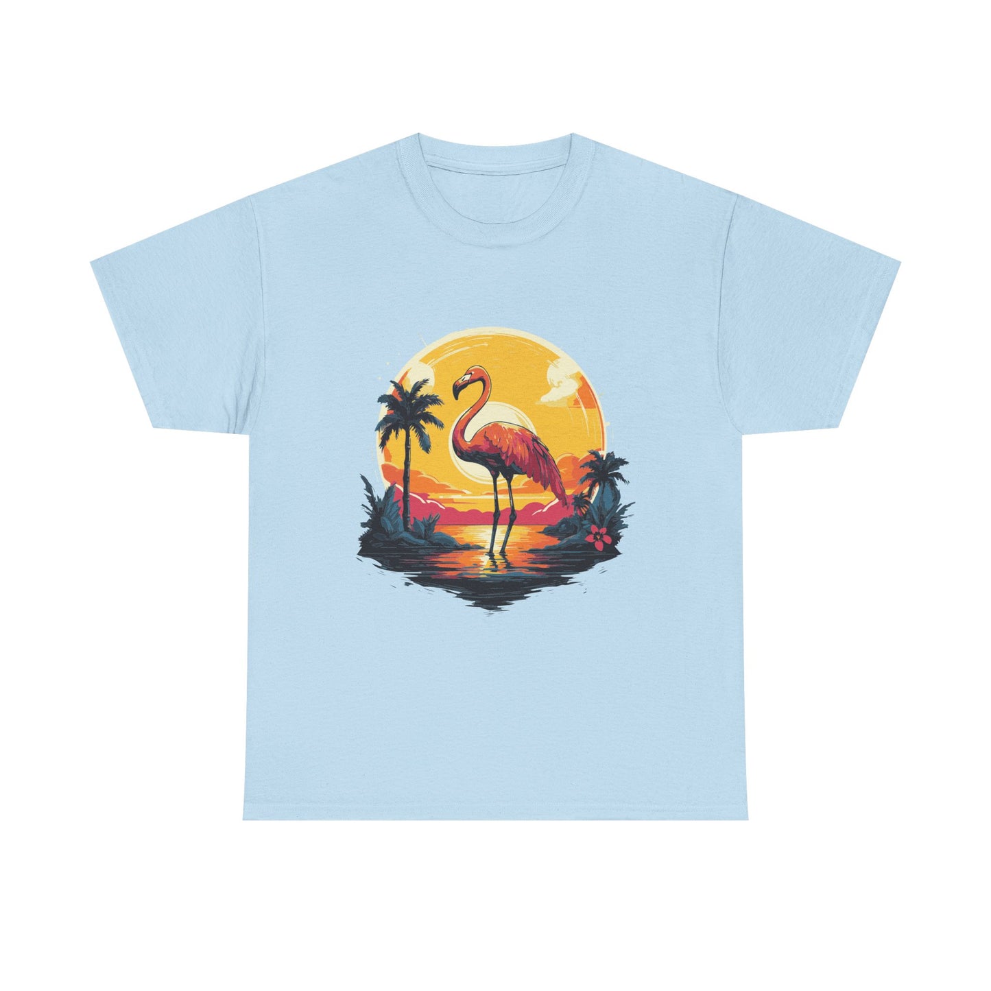 Flamingo Sunset Tee — Tropical Beach Vintage Graphic T-Shirt