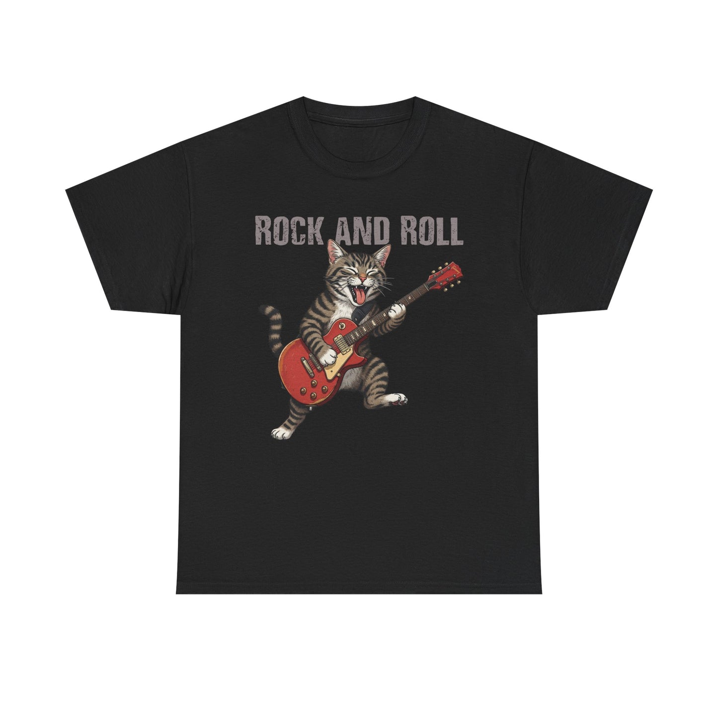 Rock and Roll Cat T-Shirt — Vintage Guitar Kitty Graphic Tee
