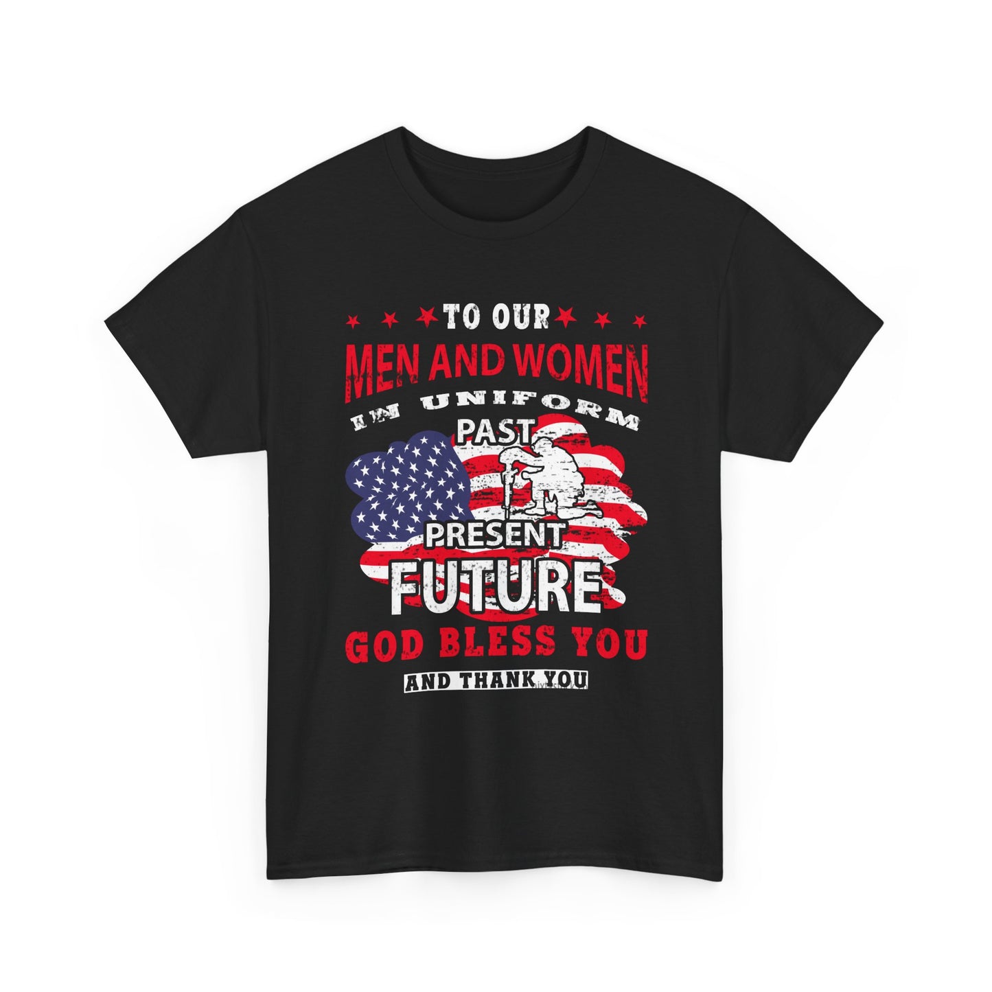 Veterans Tribute T-Shirt — "To Our Men and Women" American Flag Military Tee