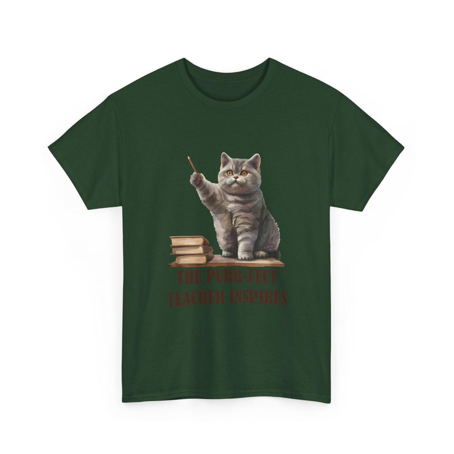 Teacher Cat T-Shirt — "The Purr-fect Teacher Inspires" Cute Gift for Educators