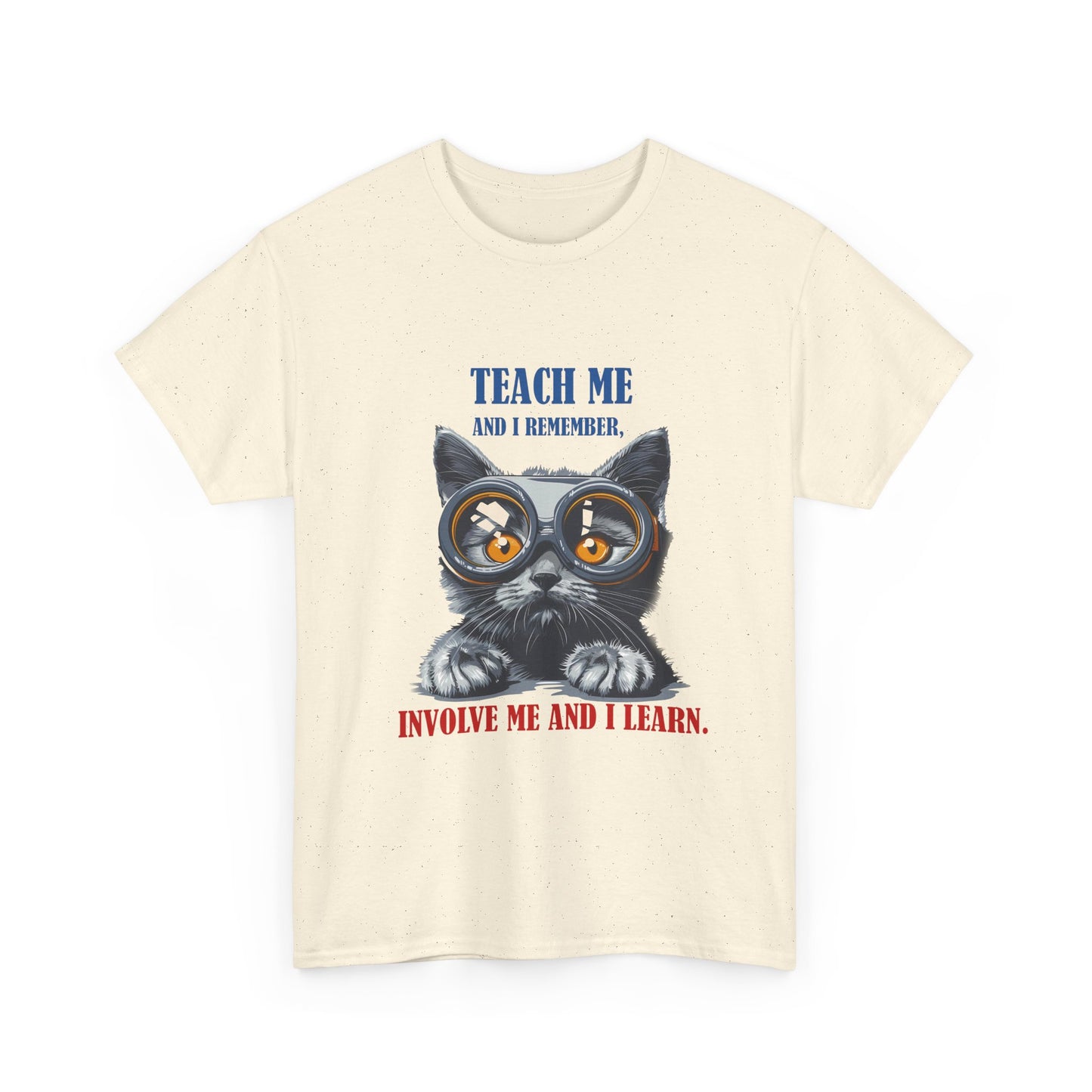 Cat Teacher T‑Shirt — “Teach Me and I Remember, Involve Me and I Learn” Educational Cat Tee