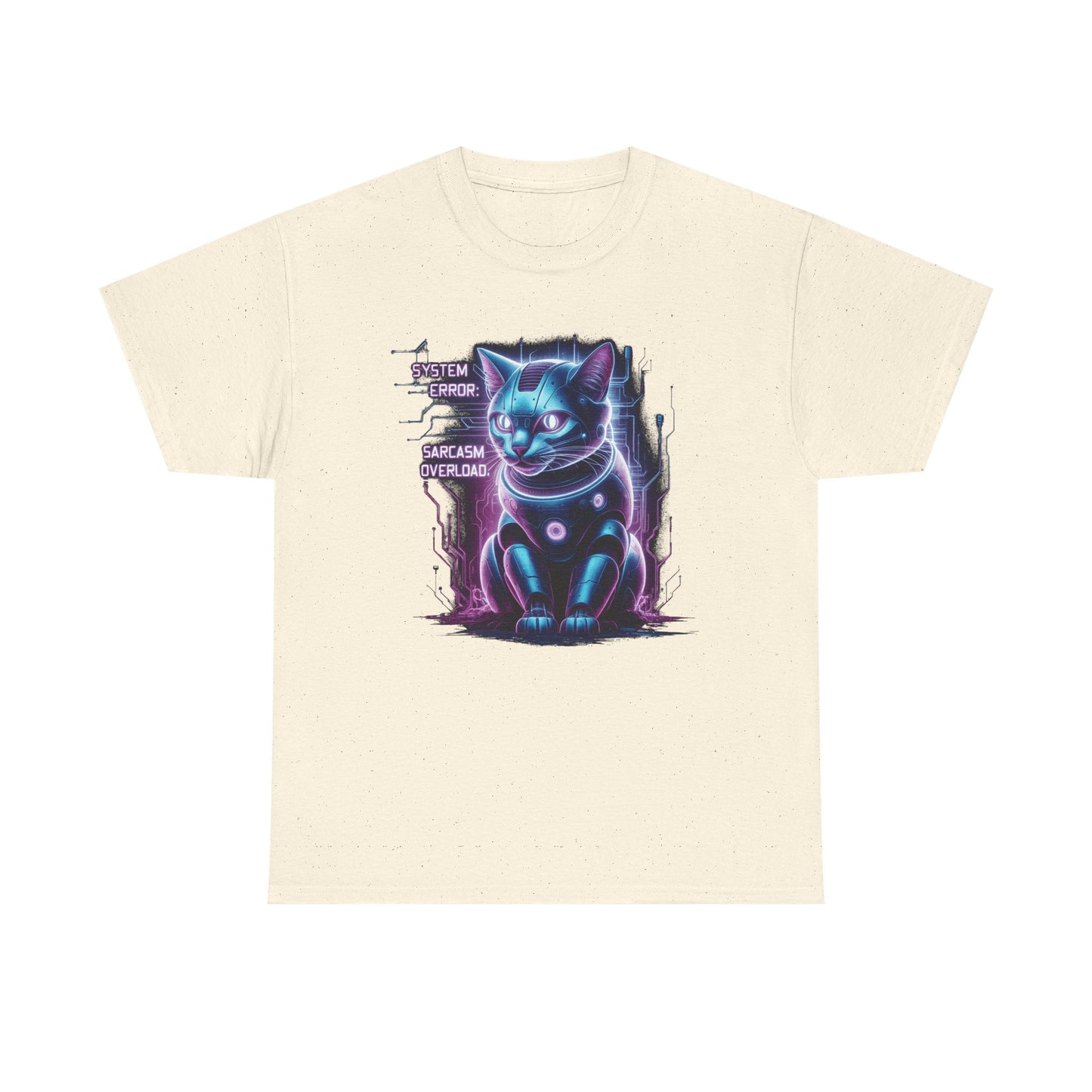 Neon Cyberpunk Lucky Cat T-Shirt — "Problem Solver, Sarcasm Overload"