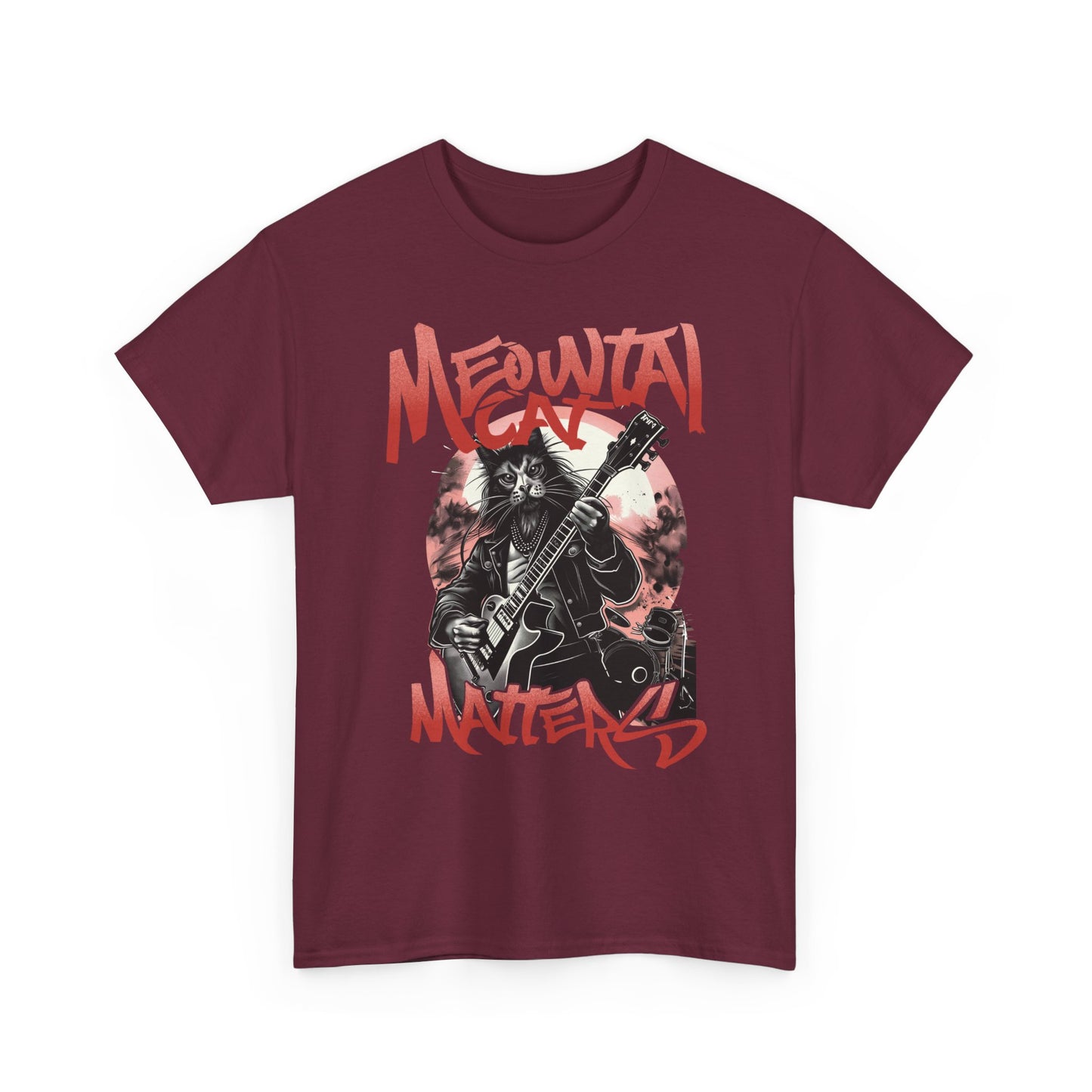 Cat Metal T-Shirt – “Meowtal Matters” Rock Guitar Cat Tee