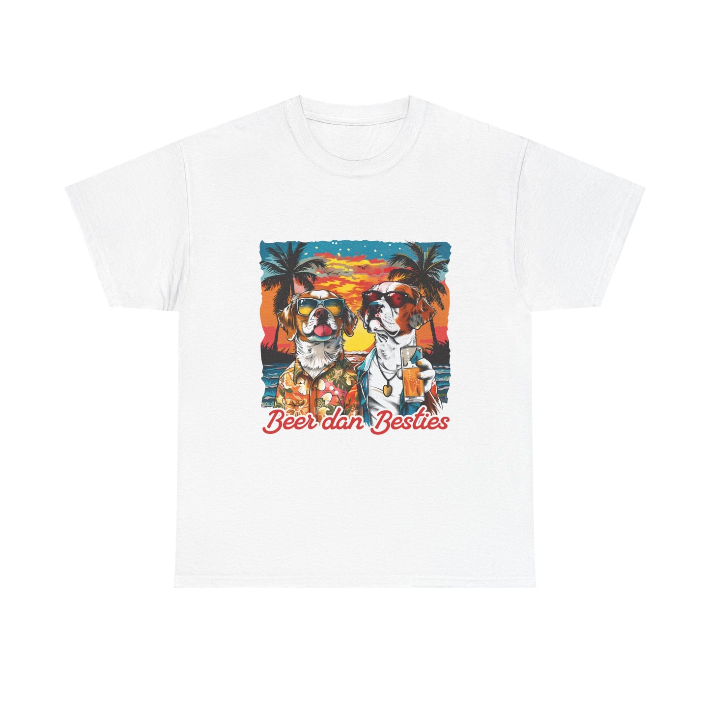 T-Shirt — 'Beer dan Besties' Retro Sunset Dogs Tee
