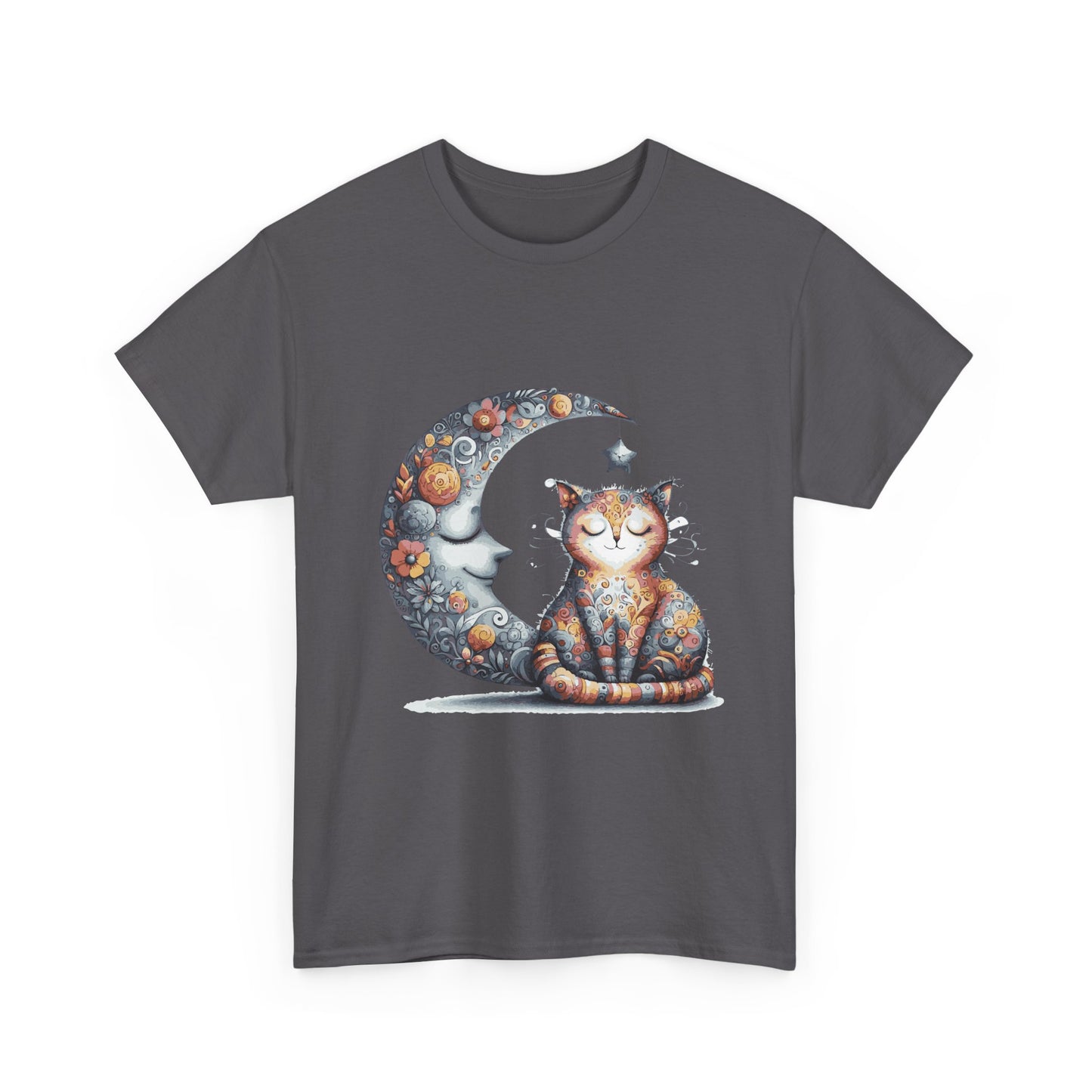 Cat Moon T-Shirt — Whimsical Cosmic Cat Graphic Tee