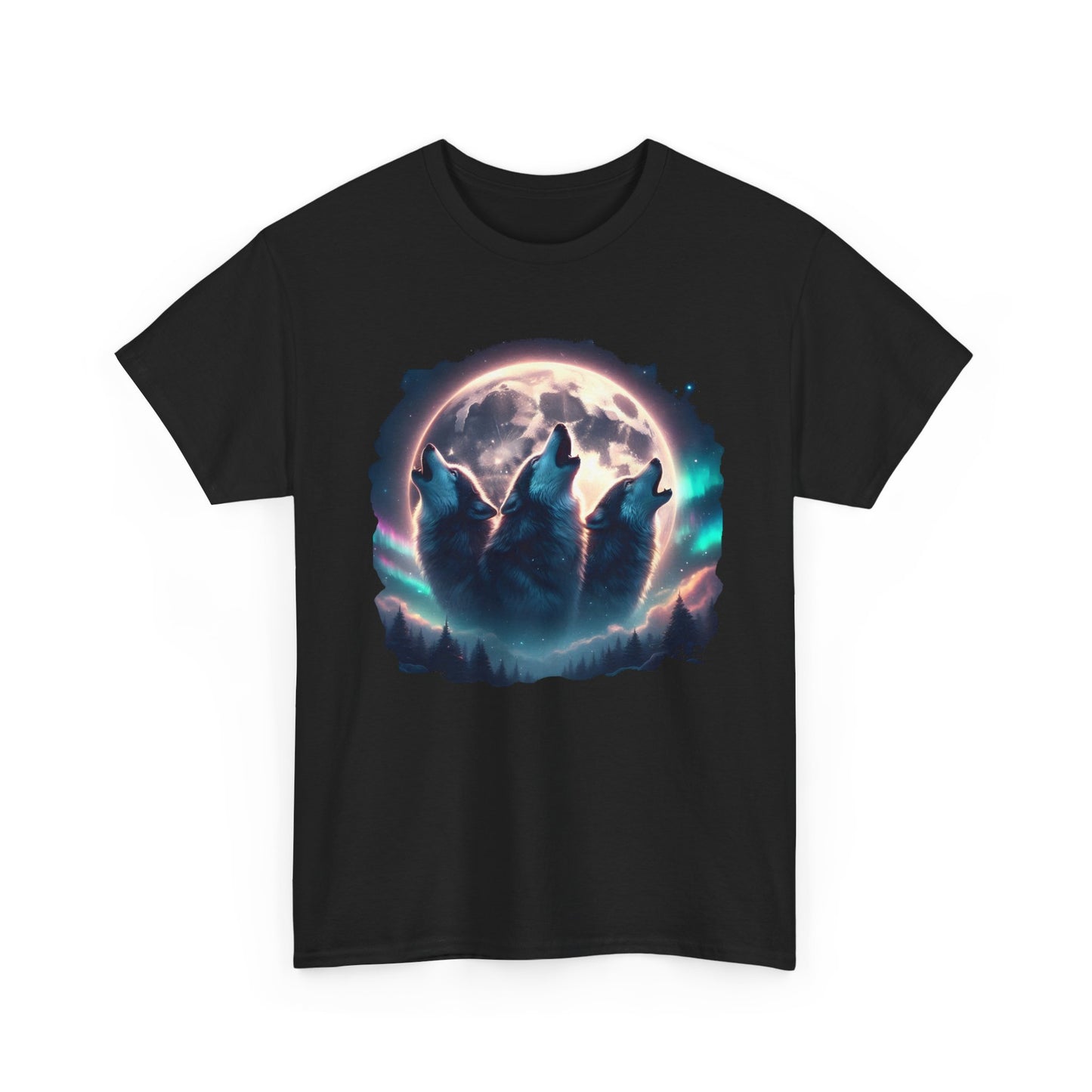 Wolf Moon T-Shirt — Howling Wolves Silhouette at Full Moon Graphic Tee