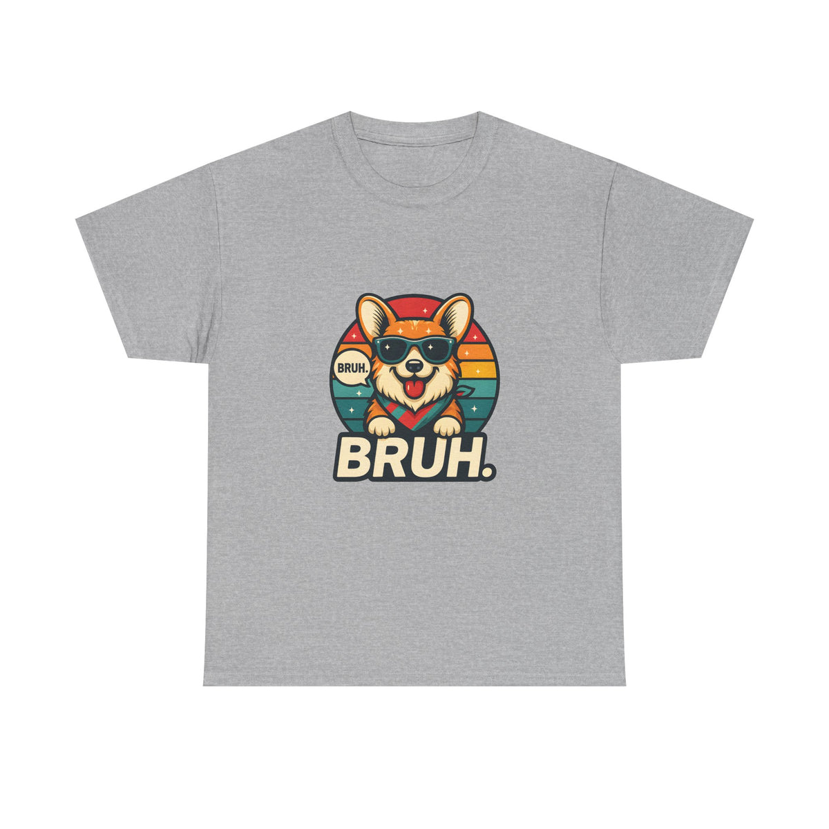 Corgi 'BRUH' Graphic Tee - Retro Sunglasses Dog T-Shirt