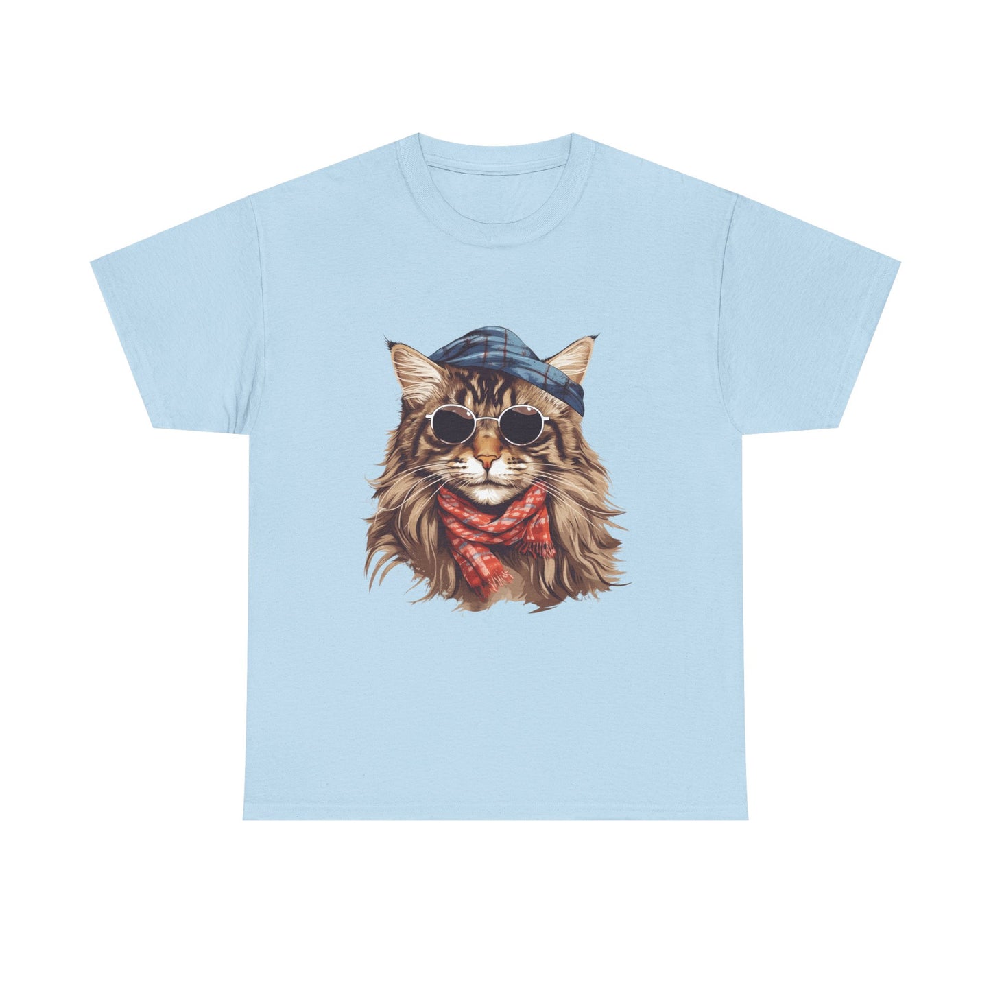 Cat Portrait Tee — Hipster Cat with Sunglasses & Bandana Graphic T-Shirt