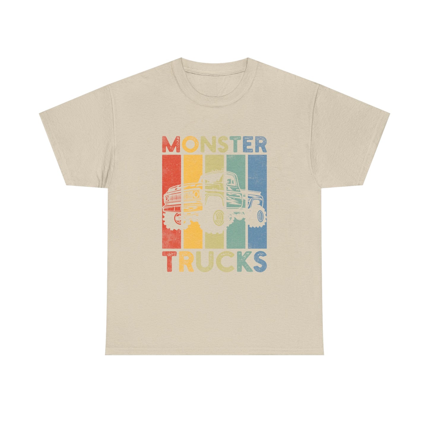 Monster Trucks Retro Tee – Vintage Striped Kids & Adult Off-Road Truck Shirt